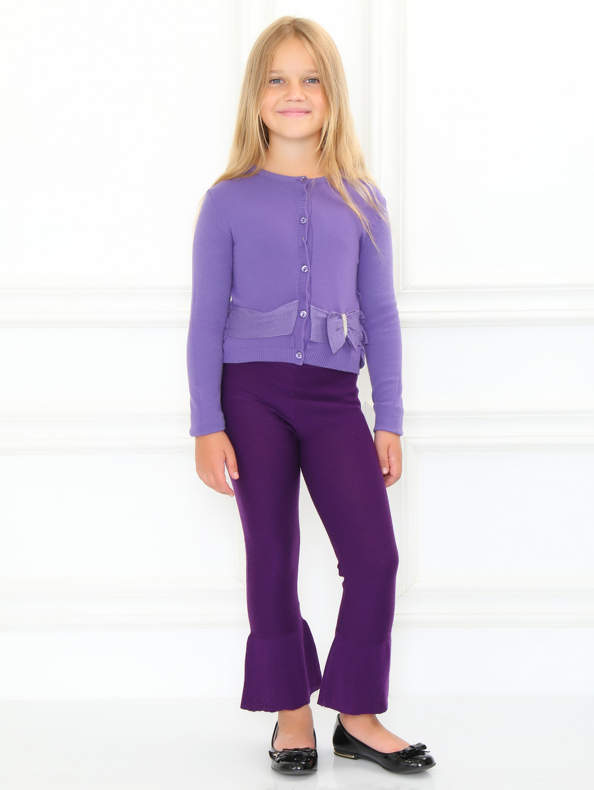 Кардиган с декором на пуговицах Miss Blumarine  –  Модель Общий вид  – Цвет:  Фиолетовый