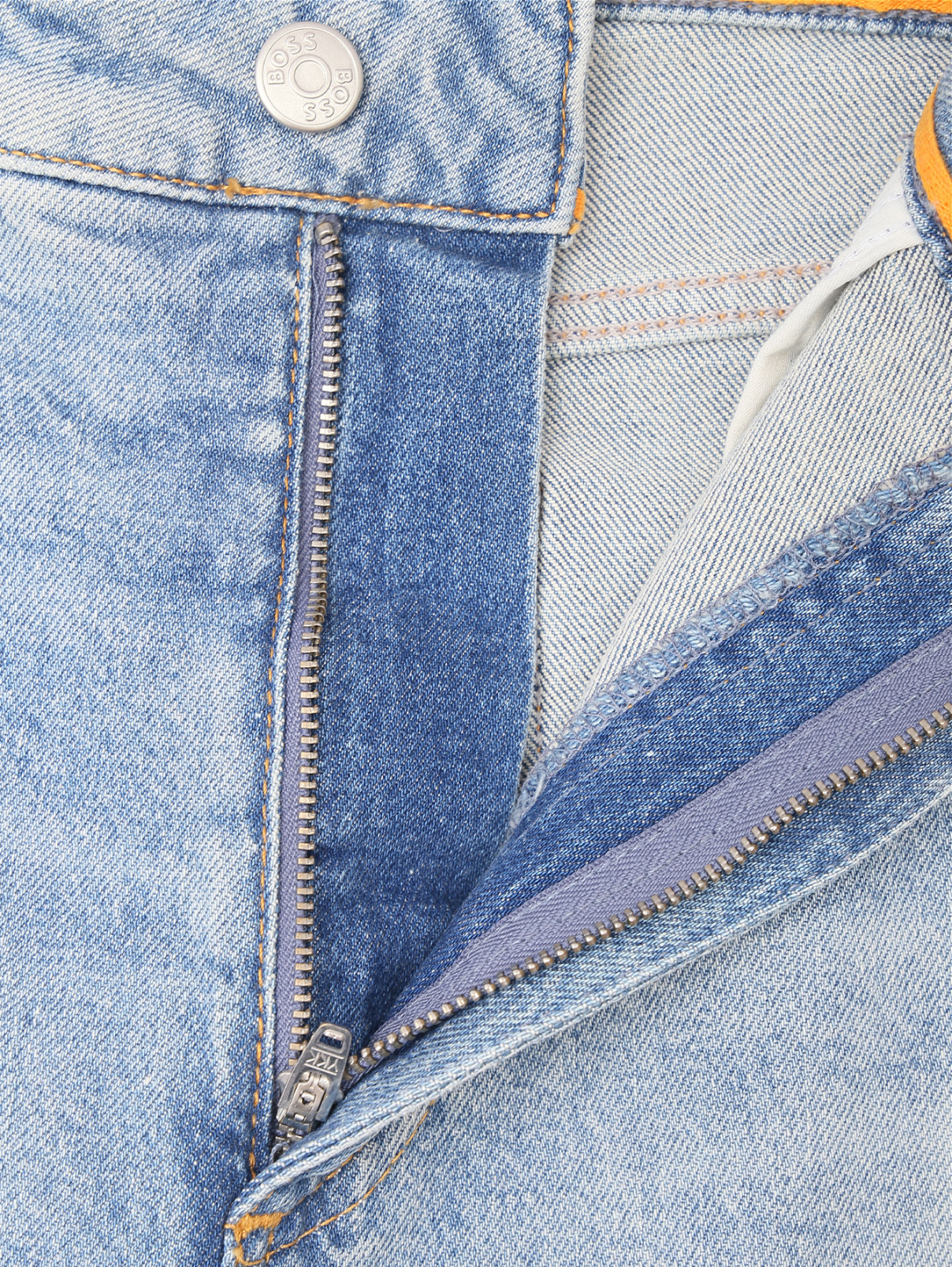 Зауженные джинсы из хлопка Boss  –  Деталь  – Цвет:  Синий