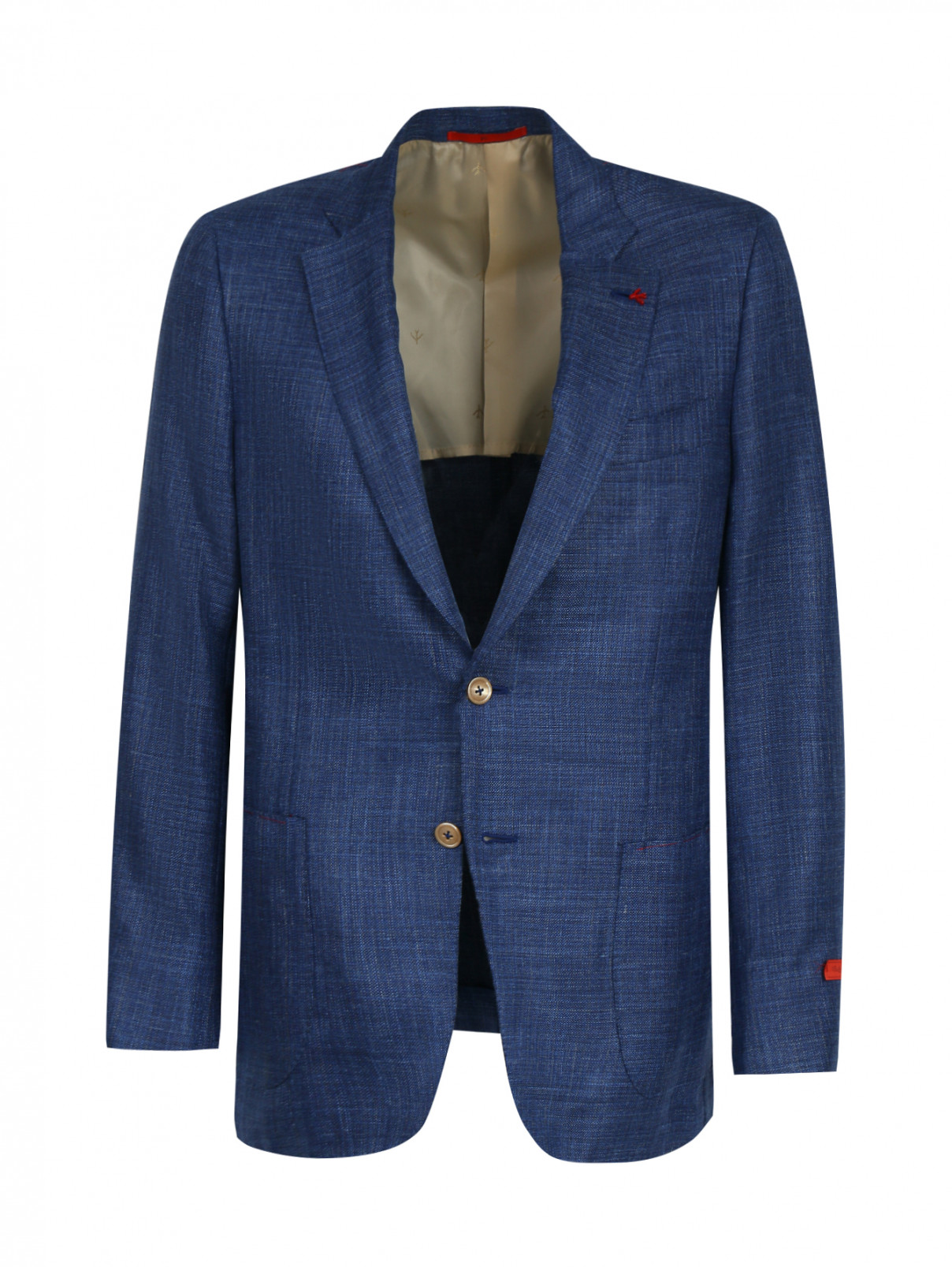 Пиджак из шерсти и шелка Isaia  –  Общий вид  – Цвет:  Синий