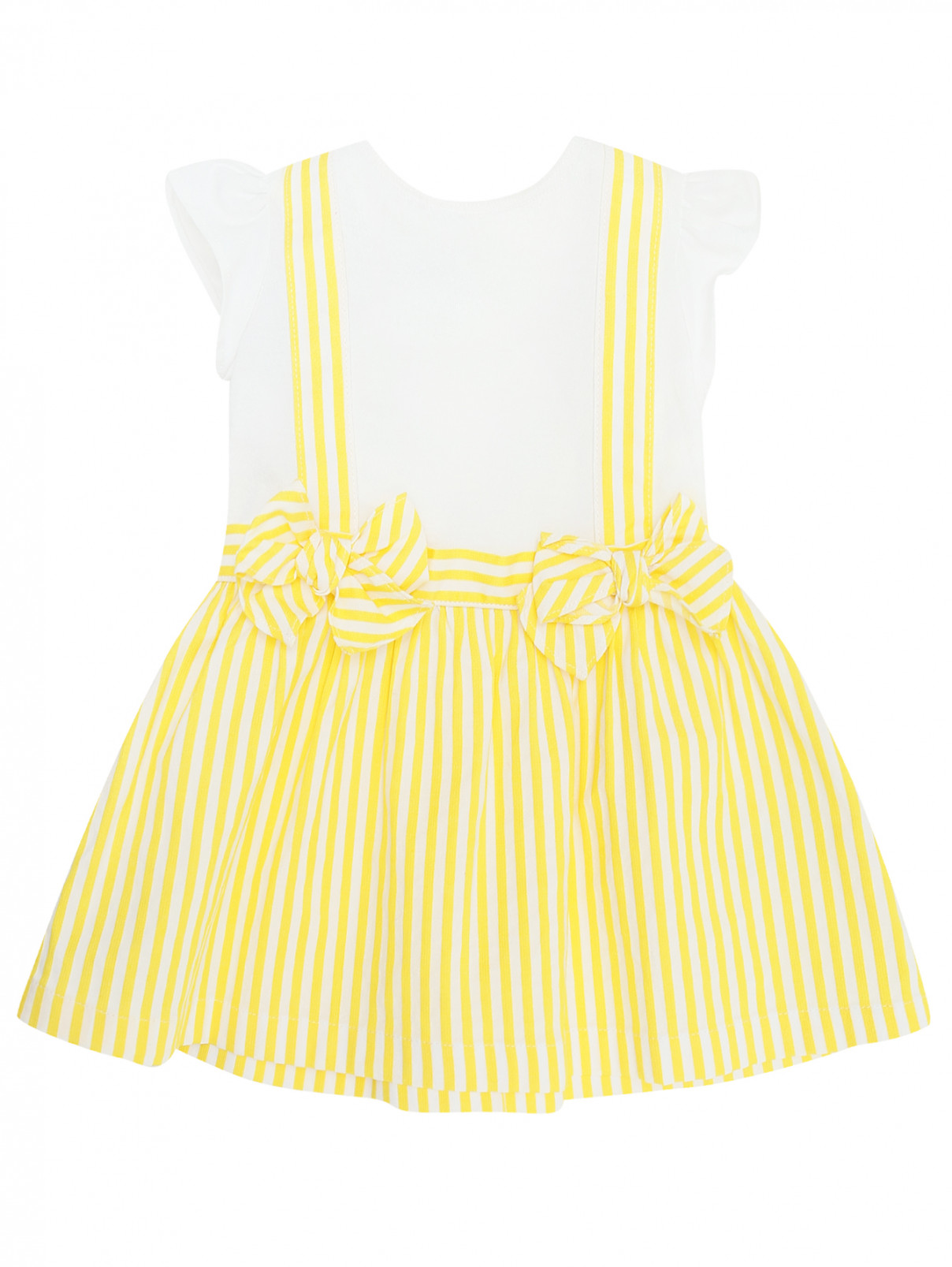 Платье из хлопка в полоску Il Gufo  –  Общий вид  – Цвет:  Желтый