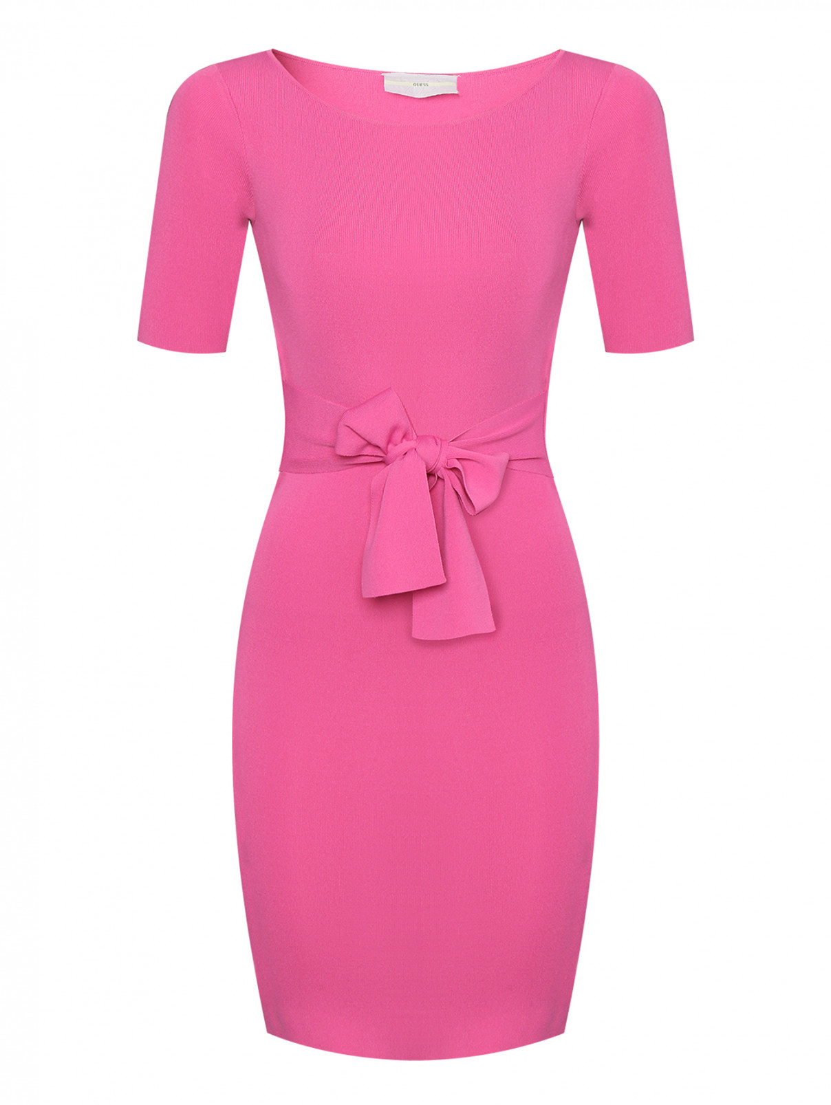 Трикотажное платье с поясом Guess  –  Общий вид  – Цвет:  Розовый