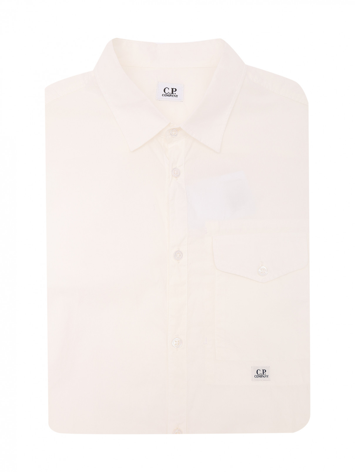 Рубашка из хлопка с короткими рукавами CP Company  –  Общий вид  – Цвет:  Белый