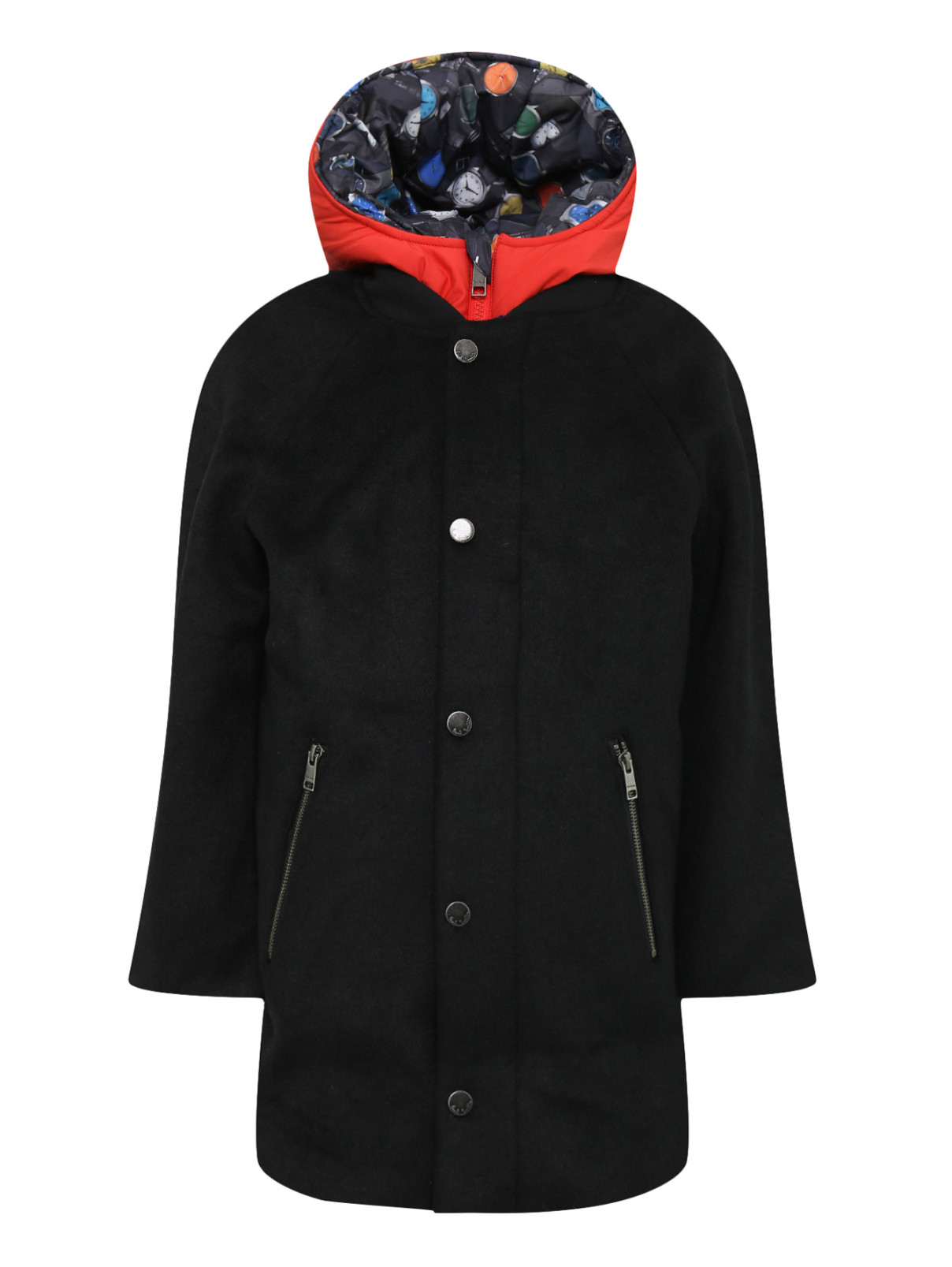 Пальто-трансформер с капюшоном Paul Smith Junior  –  Общий вид  – Цвет:  Черный