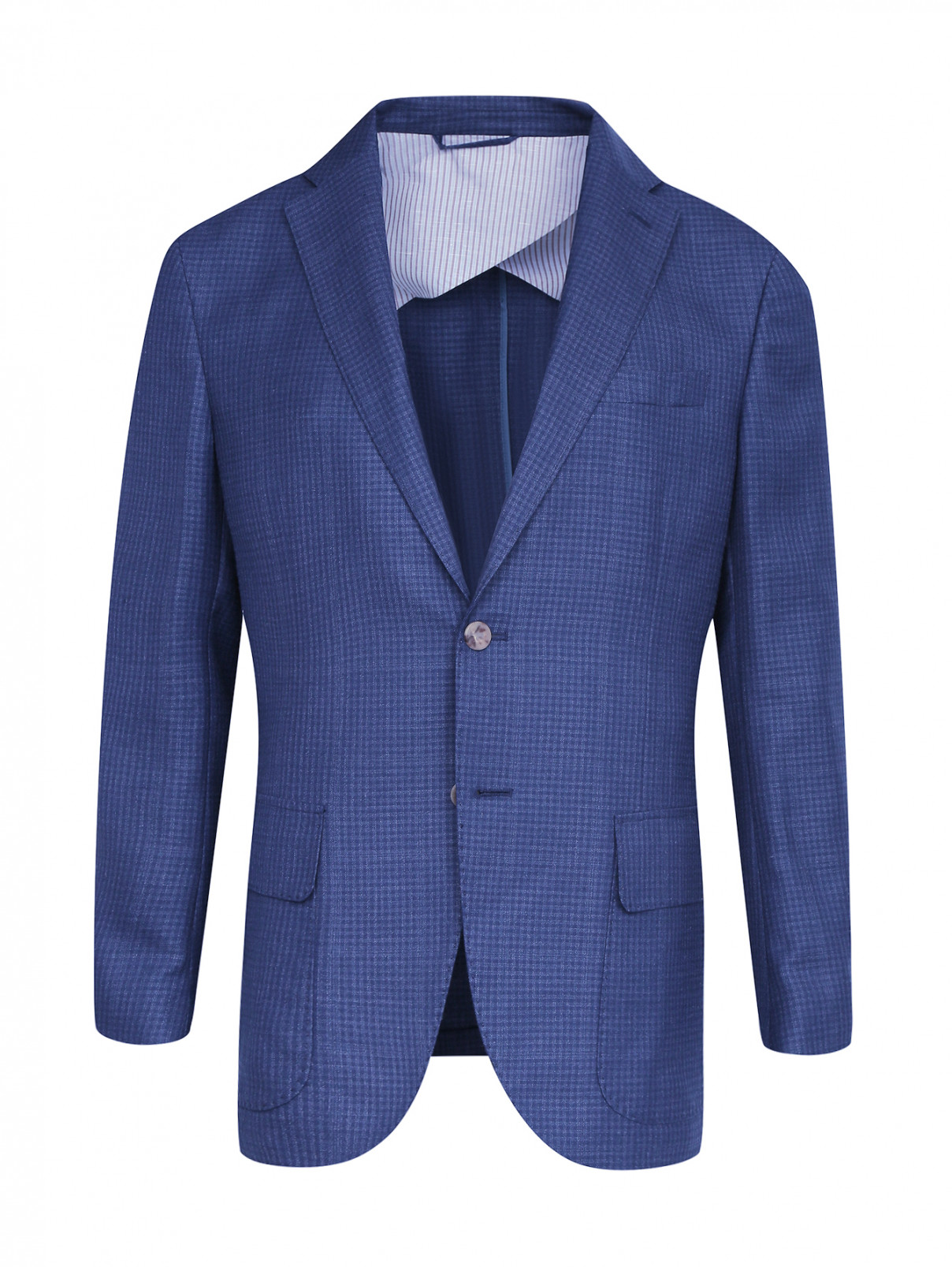 Пиджак из шерсти и льна Luciano Barbera  –  Общий вид  – Цвет:  Синий