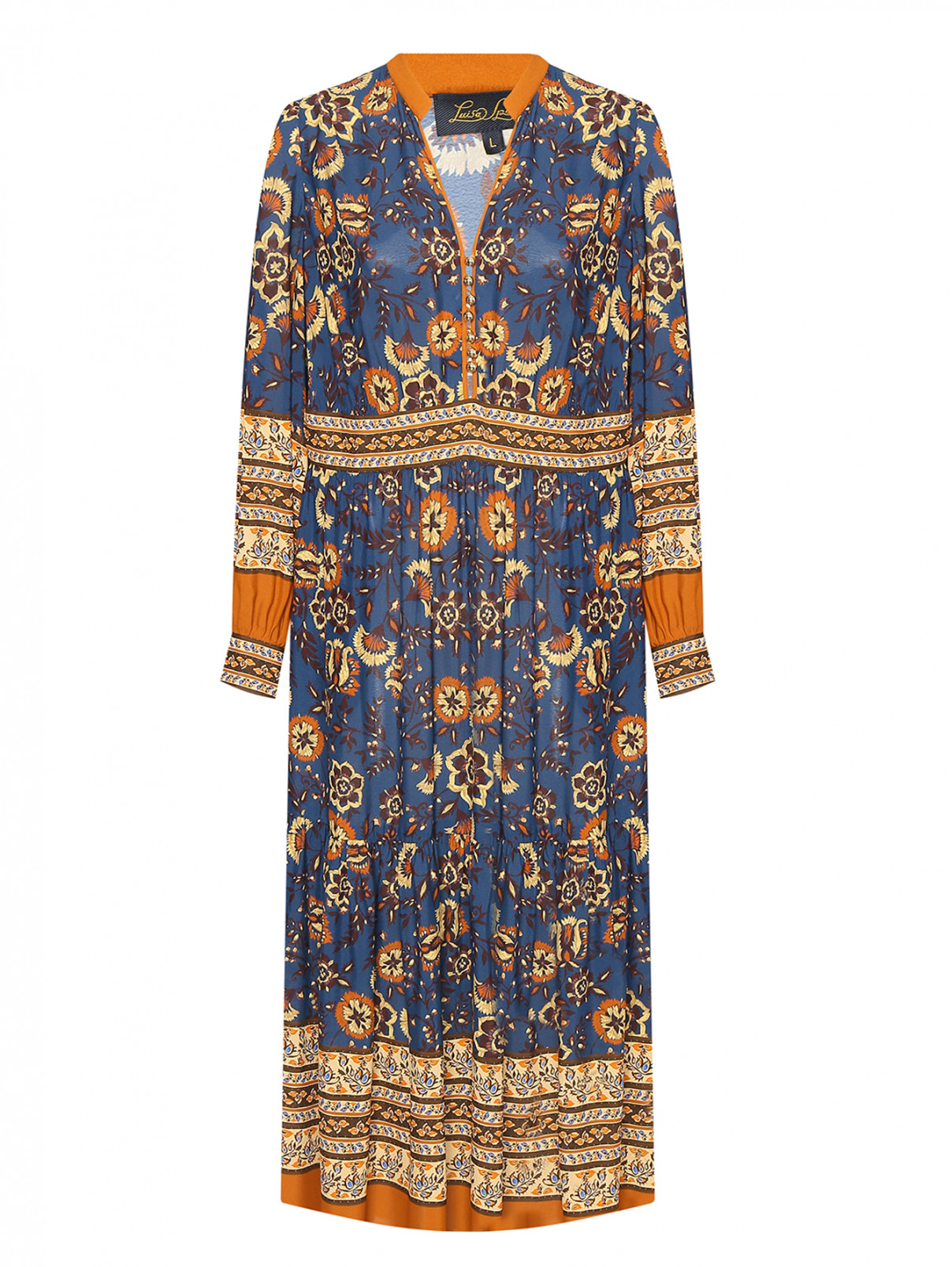 Платье-миди с узором Luisa Spagnoli  –  Общий вид  – Цвет:  Узор
