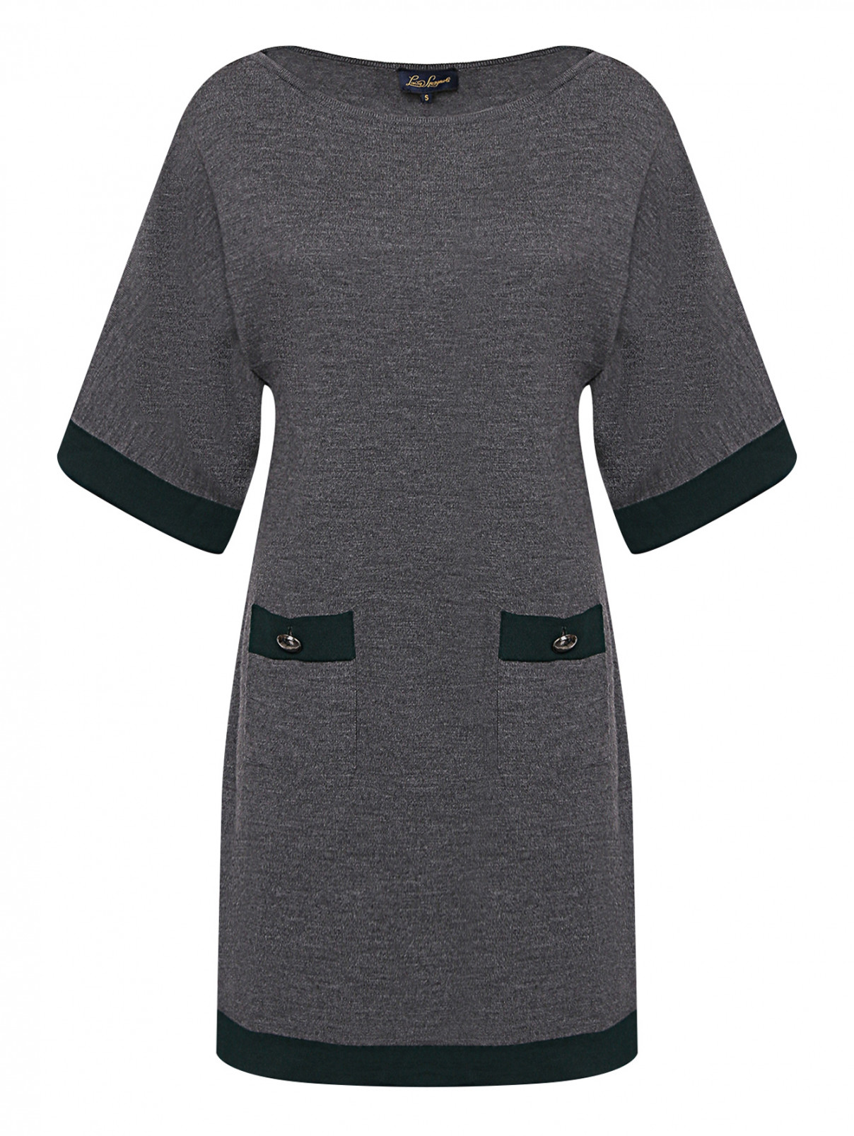 Платье из шерсти с карманами Luisa Spagnoli  –  Общий вид  – Цвет:  Серый