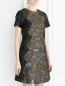Платье с короткими рукавами с отделкой из кружева Alberta Ferretti  –  Модель Верх-Низ