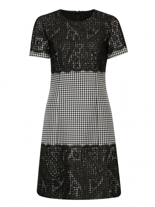 Платье-мини из шерсти с узором и вставкой из кружева Michael Kors - Общий вид