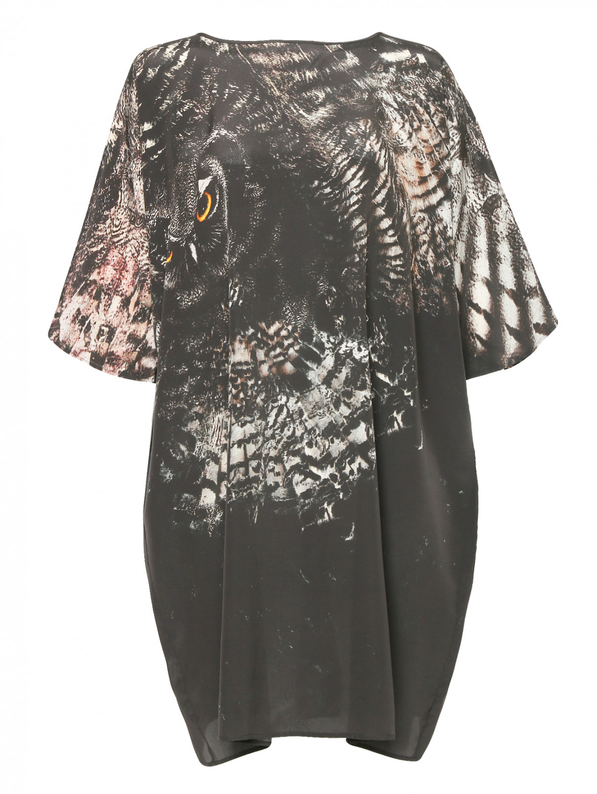 Шелковое платье с принтом Max Mara  –  Общий вид  – Цвет:  Коричневый