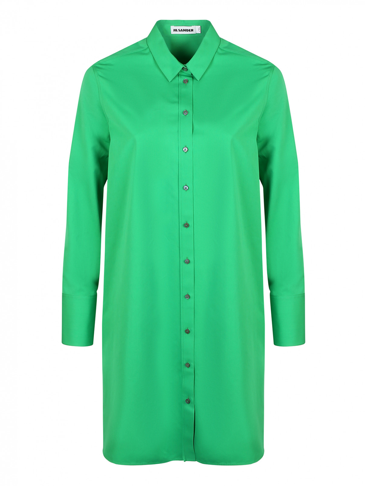Платье-рубашка, из хлопка Jil Sander  –  Общий вид  – Цвет:  Зеленый