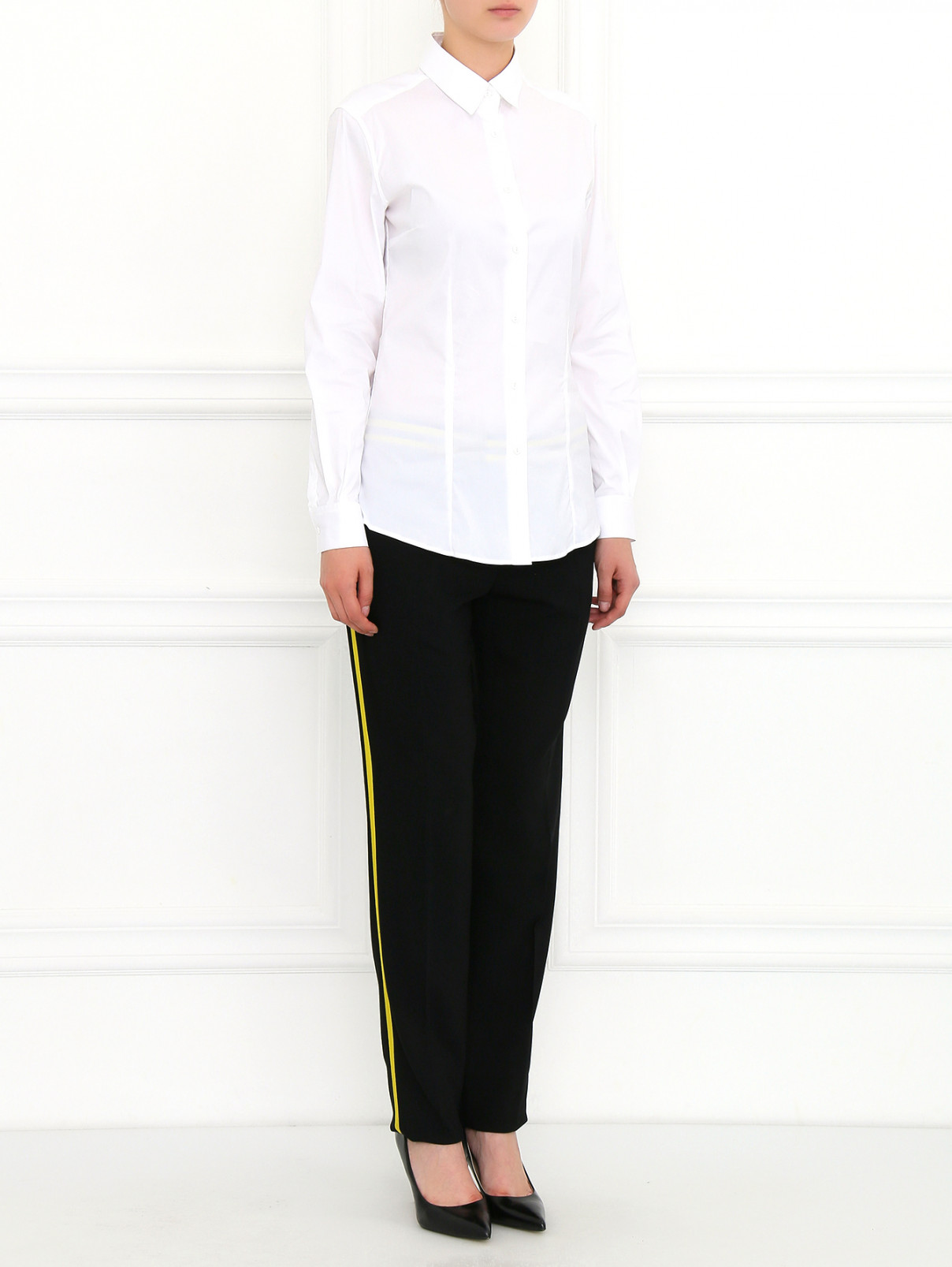 Узкие брюки с контрастной отделкой Barbara Bui  –  Модель Общий вид  – Цвет:  Черный