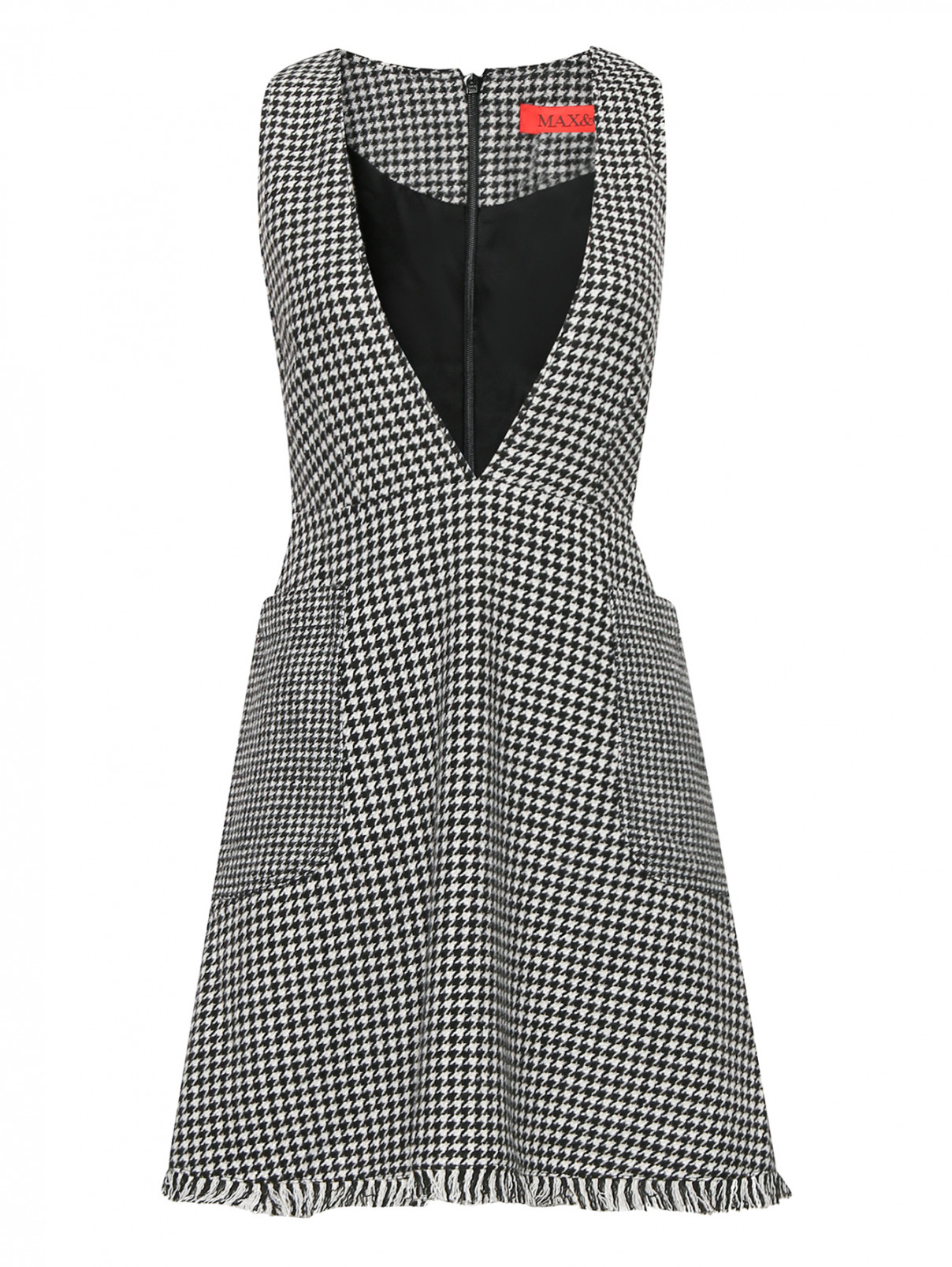 Платье-мини из смешанной шерсти с узором "гусиная лапка" Max&Co  –  Общий вид  – Цвет:  Узор