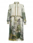 Платье из шелка с узором и кружевной отделкой Alberta Ferretti  –  Общий вид