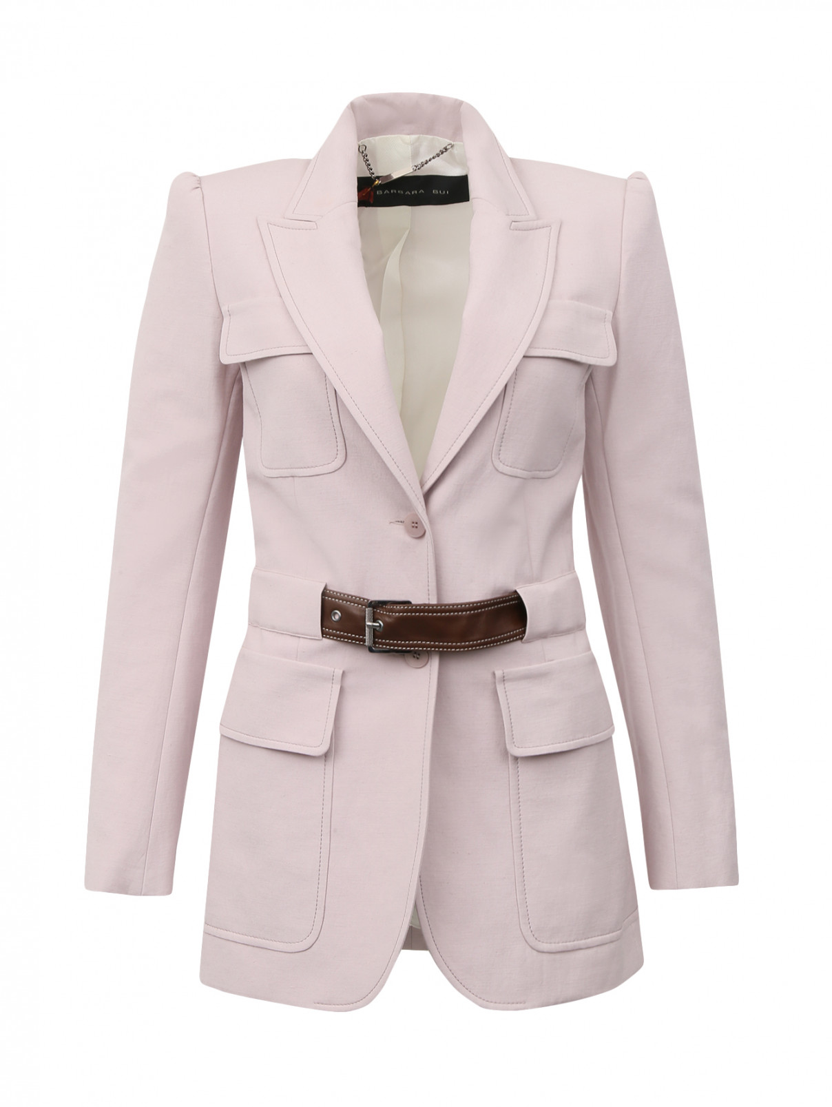 Жакет удлиненный с накладными карманами под пояс Barbara Bui  –  Общий вид  – Цвет:  Розовый