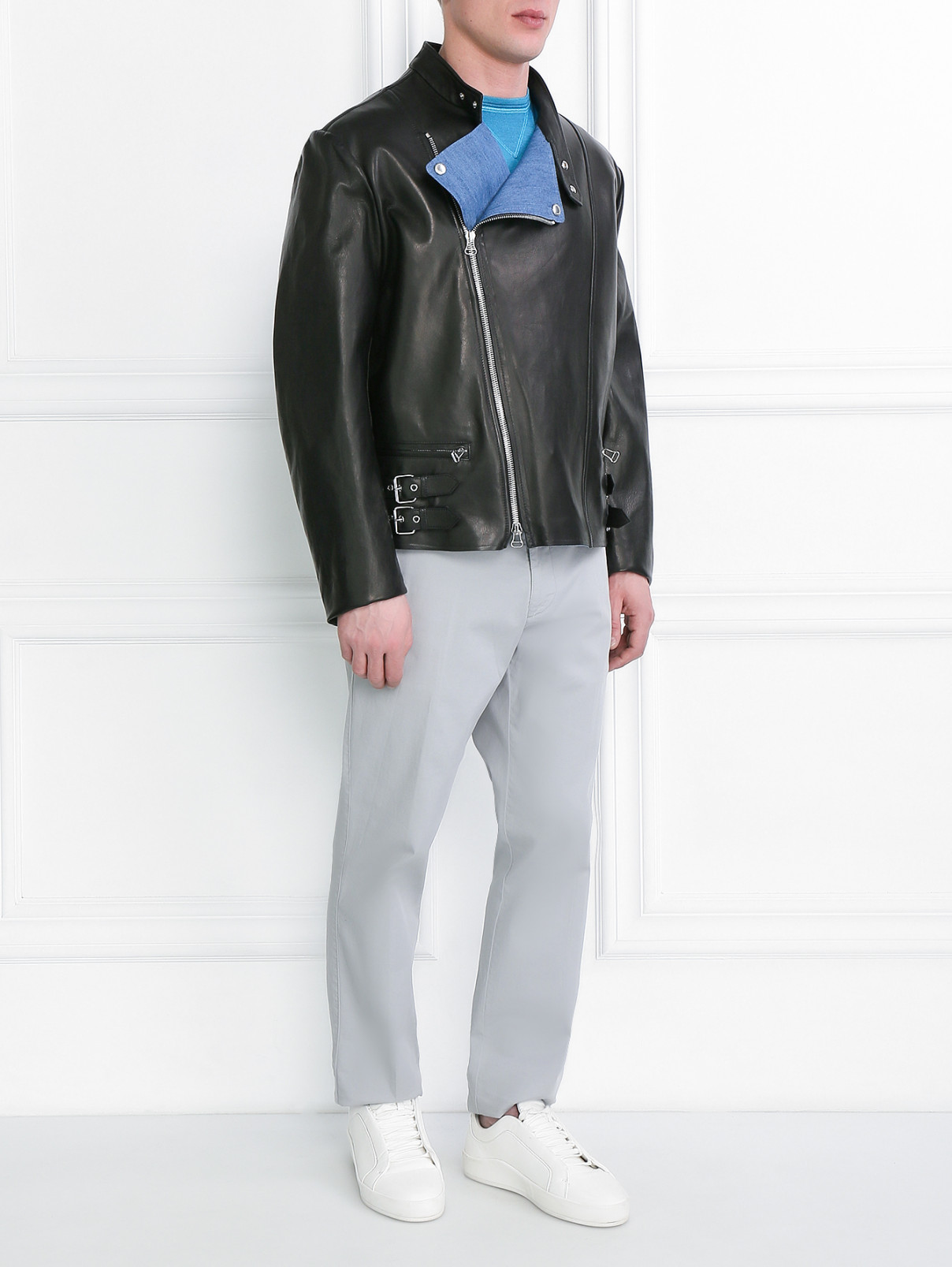 Куртка из кожи с металлической фурнитурой Ermanno Scervino  –  Модель Общий вид  – Цвет:  Черный