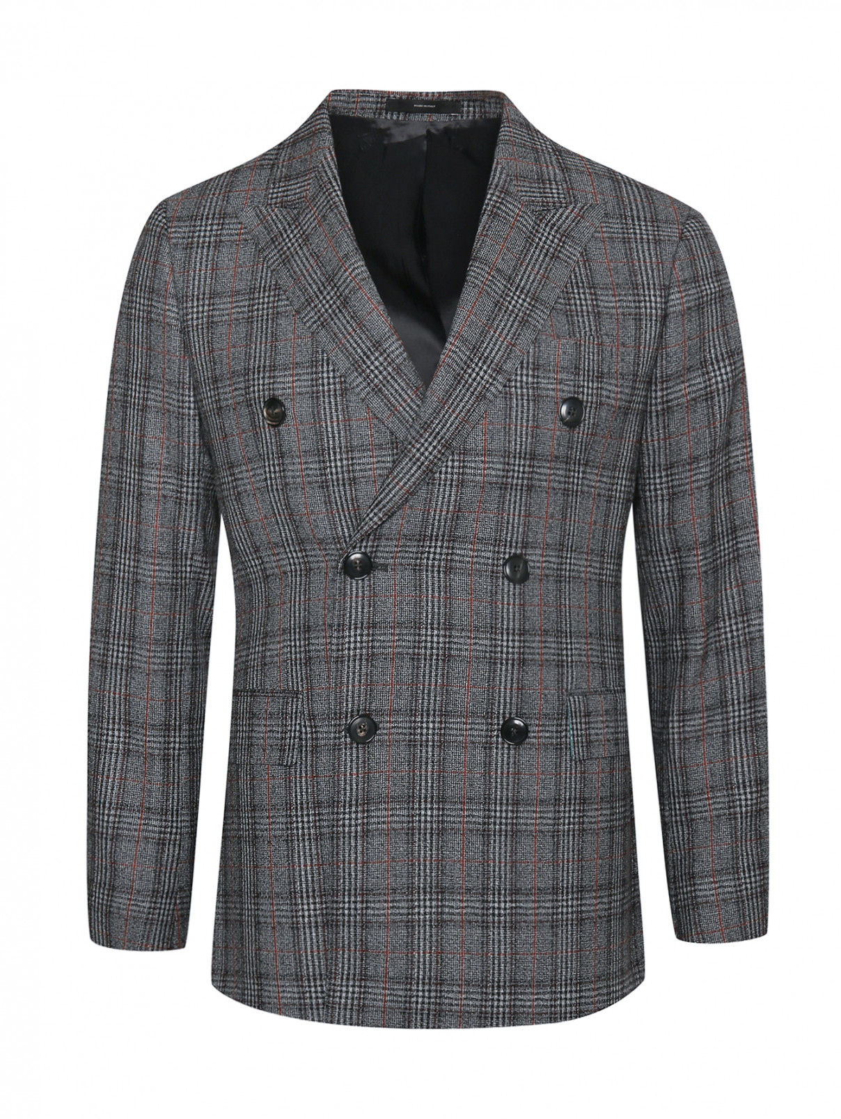 Пиджак из шерсти с узором Paul Smith  –  Общий вид  – Цвет:  Серый