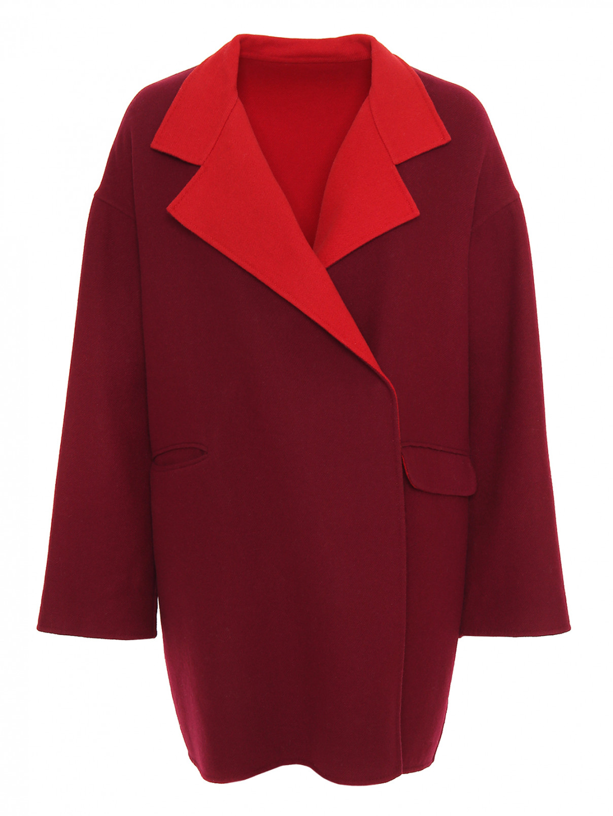 Двубортное пальто из шерсти Etro  –  Общий вид  – Цвет:  Красный