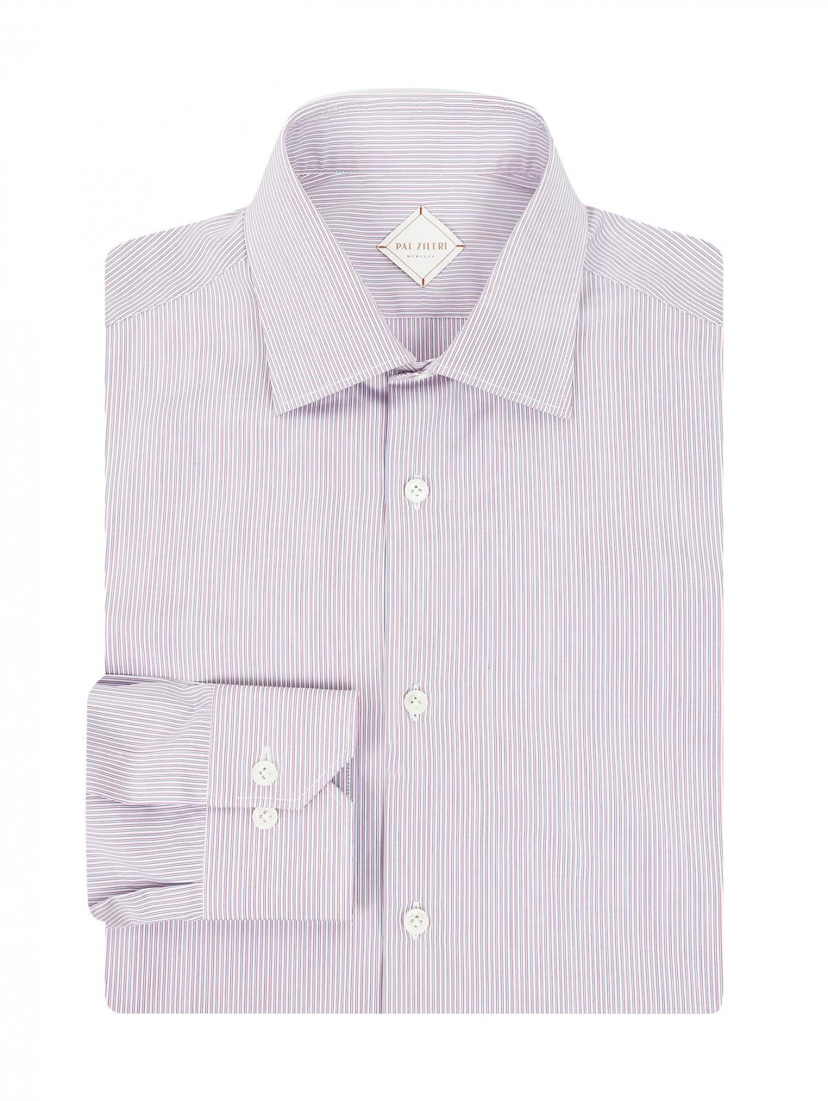 Рубашка из хлопка с узором "полоска" Pal Zileri  –  Общий вид  – Цвет:  Узор