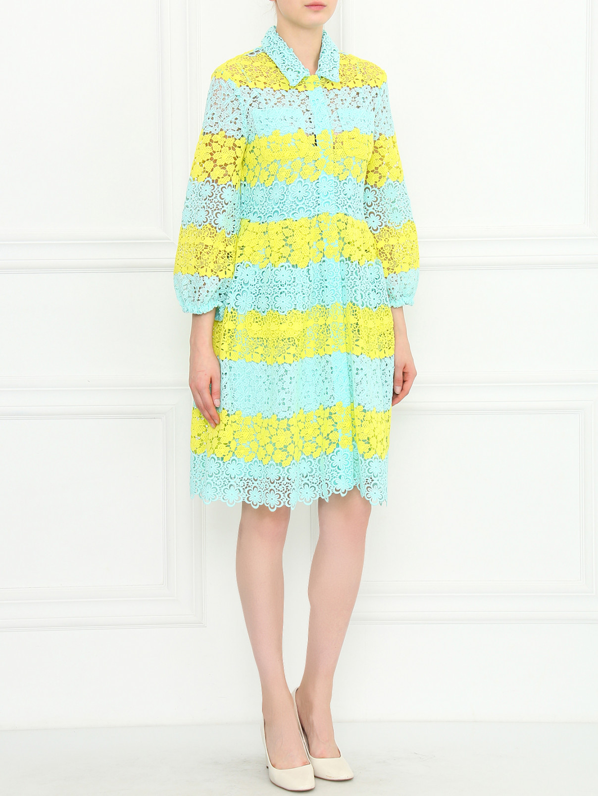 Кружевное платье с узором Moschino Couture  –  Модель Общий вид  – Цвет:  Зеленый