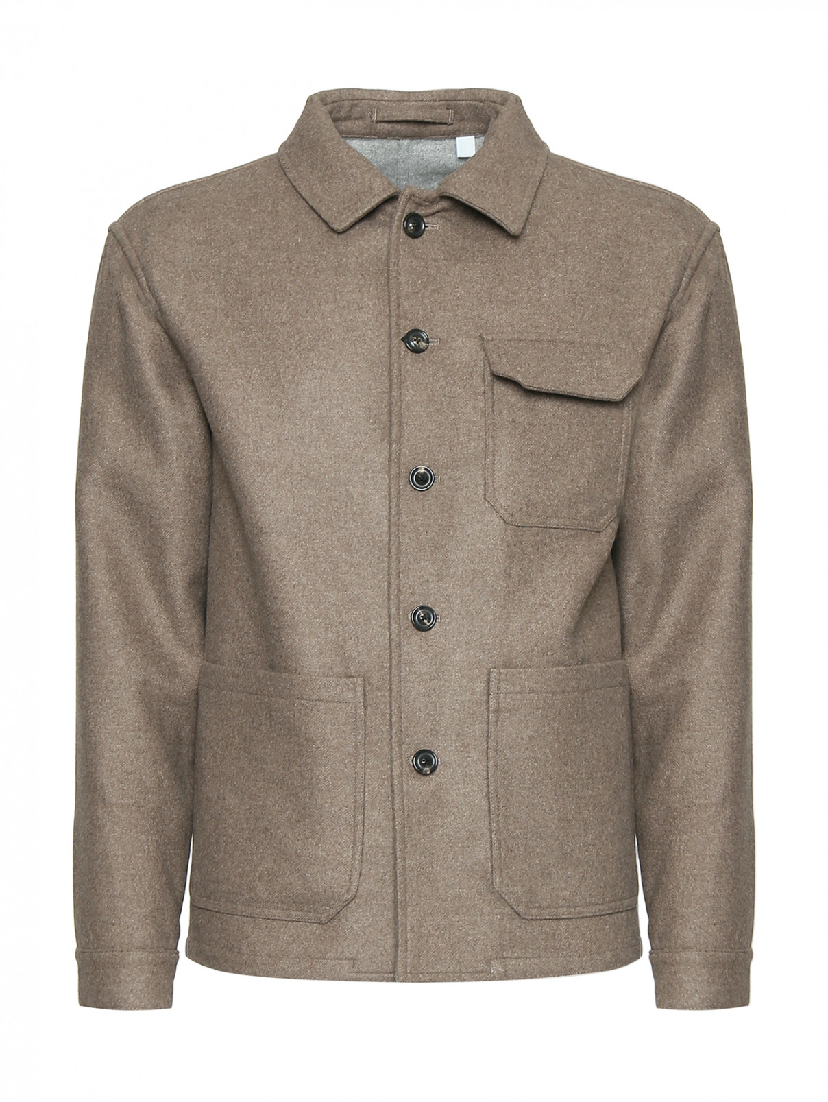 Пиджак-рубашка из шерсти и кашемира LARDINI  –  Общий вид  – Цвет:  Коричневый