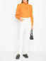 Однотонная блуза с рюшами Moschino Boutique  –  МодельОбщийВид
