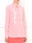 Блуза из шелка с длинным рукавом и вышивкой на груди Moschino Cheap&Chic  –  Модель Верх-Низ