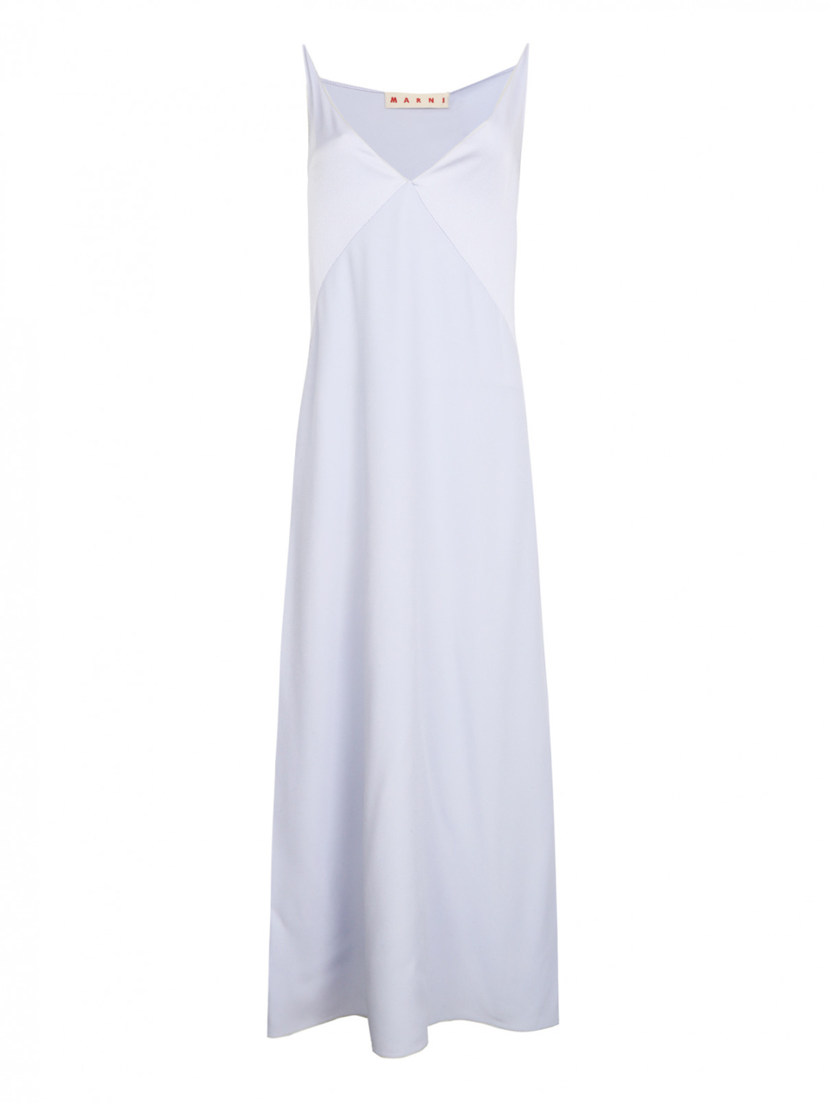 Платье-комбинация из искусственного шелка Marni  –  Общий вид  – Цвет:  Синий