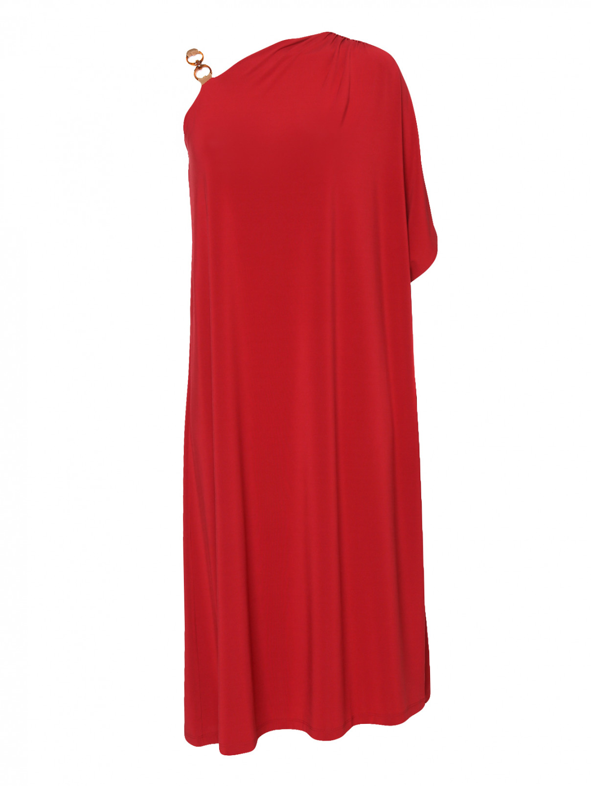 Платье-миди асимметричного кроя Max Mara  –  Общий вид  – Цвет:  Красный