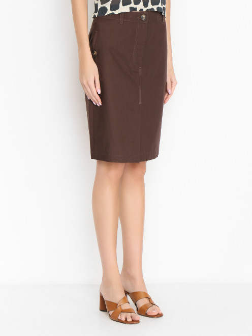 Юбка из хлопка и льна Weekend Max Mara - МодельВерхНиз