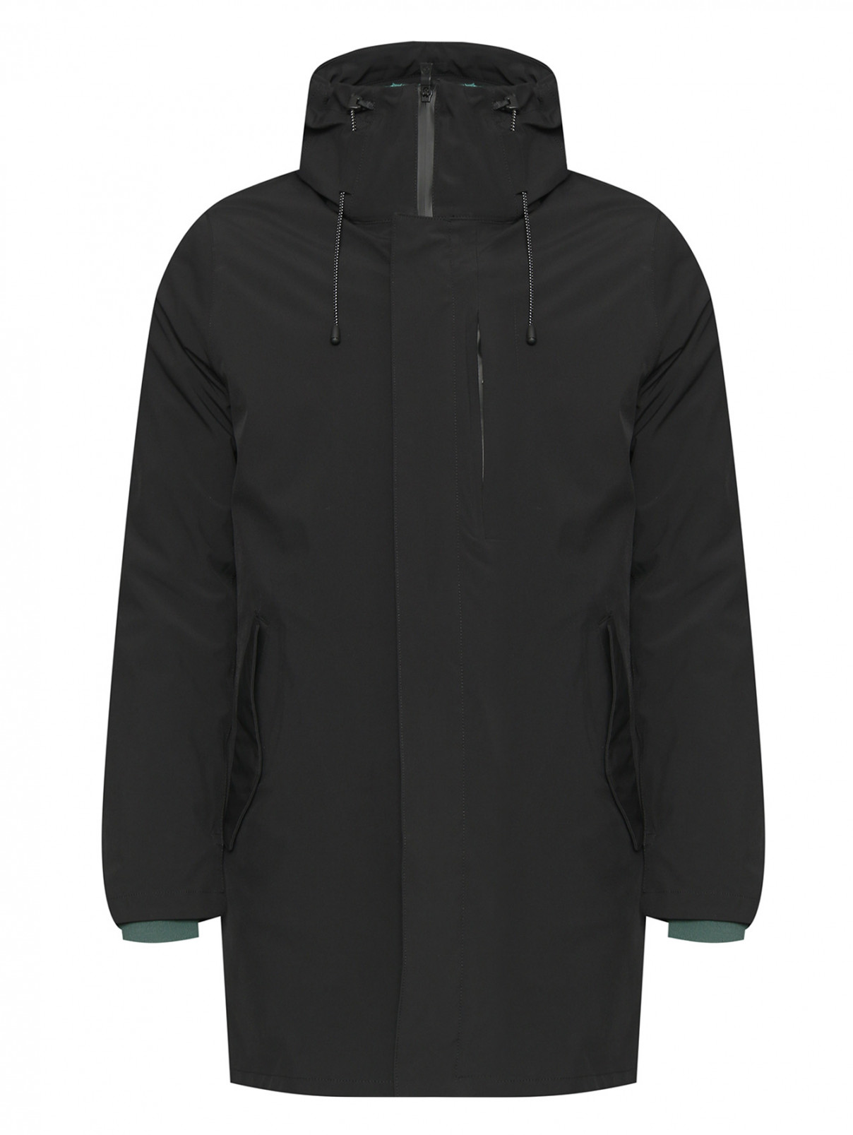 Утепленная куртка с капюшоном на молнии People Of Shibuya  –  Общий вид  – Цвет:  Черный