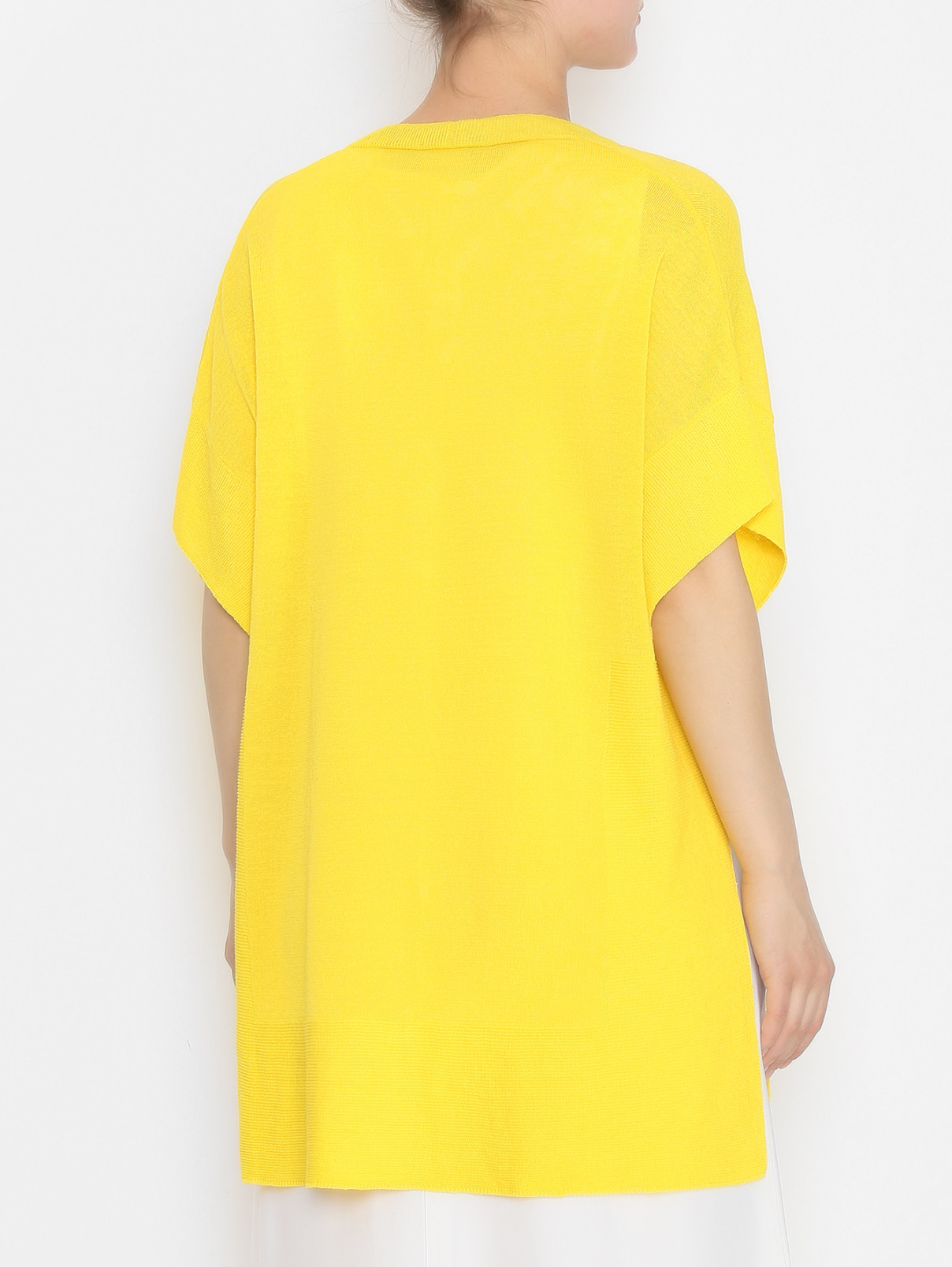 Кардиган из смешанного льна с коротким рукавом Marina Rinaldi  –  МодельВерхНиз1  – Цвет:  Желтый