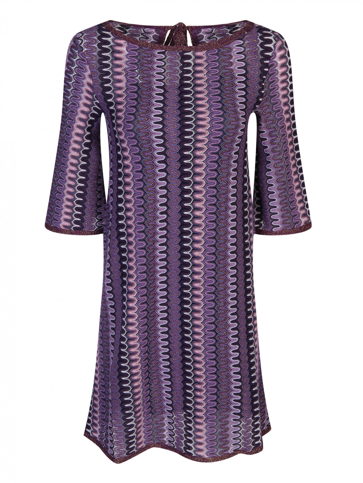 Трикотажное платье с короткими рукавами с узором Max&Co  –  Общий вид  – Цвет:  Фиолетовый