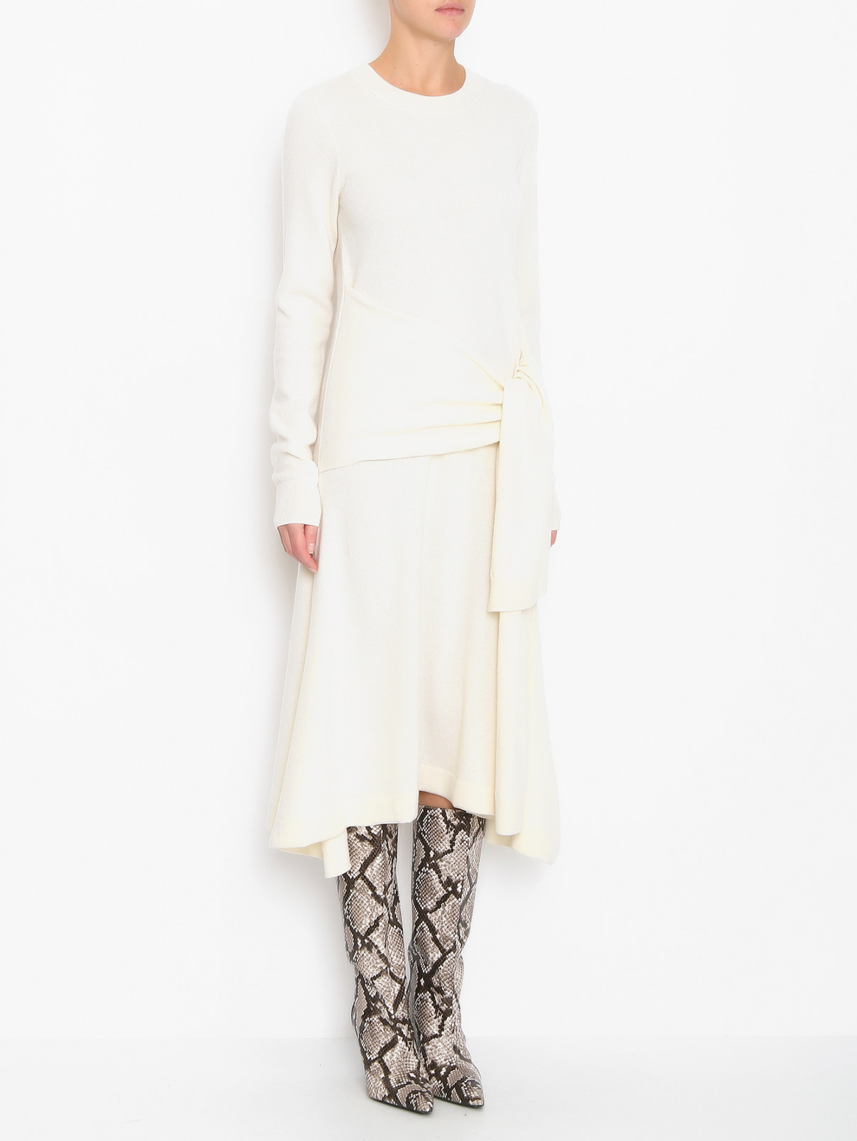 Платье-миди из шерсти J.W. Anderson  –  МодельВерхНиз  – Цвет:  Белый