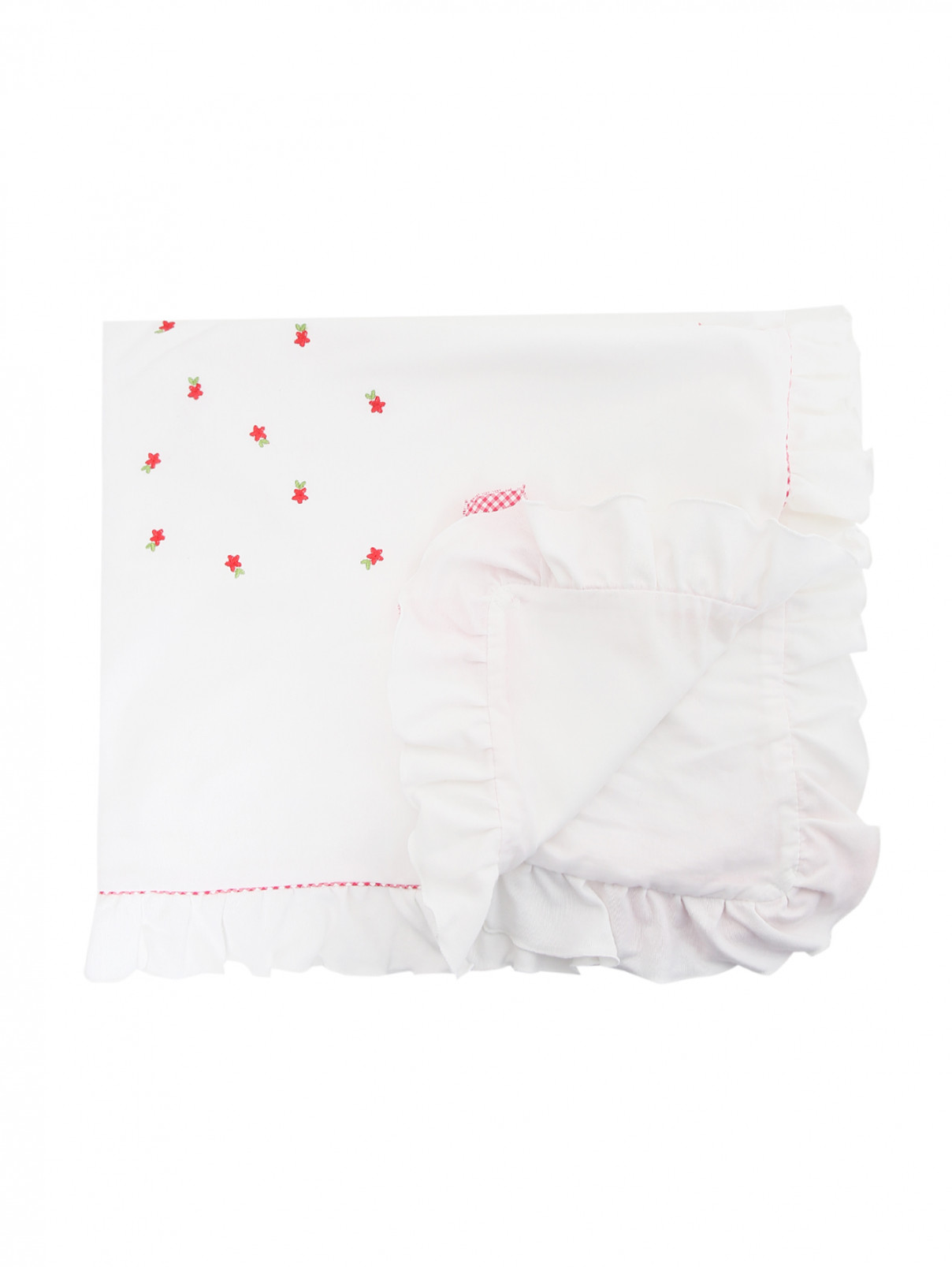 Одеяло из хлопка с оборками Aletta  –  Общий вид  – Цвет:  Белый