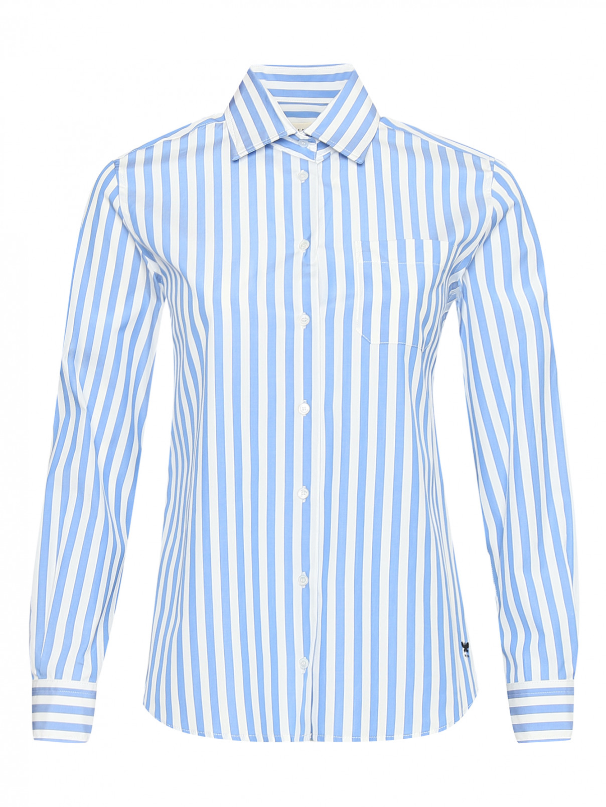 Рубашка из хлопка с узором Weekend Max Mara  –  Общий вид  – Цвет:  Синий