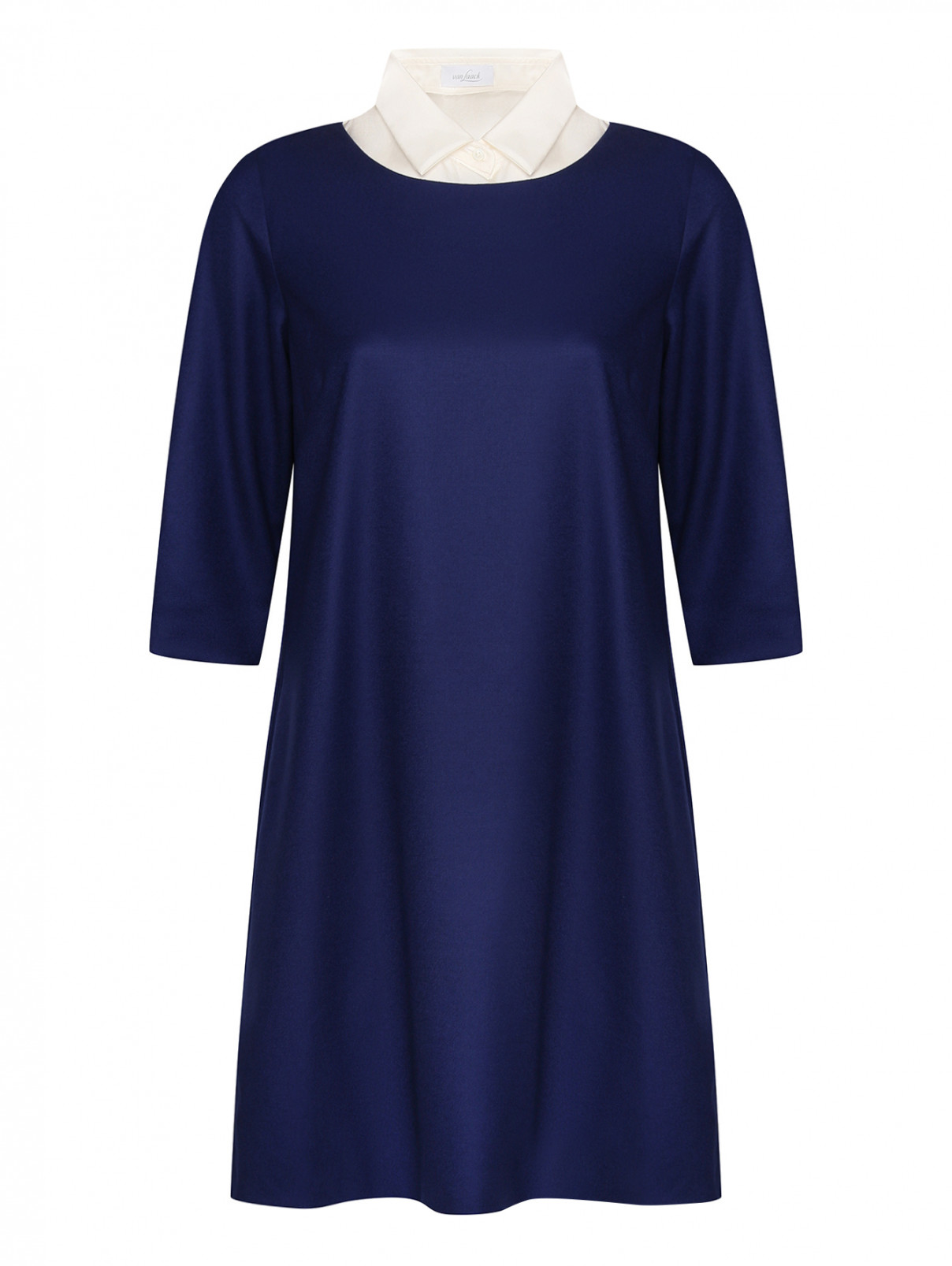 Комбинированное платье-миди Van Laack  –  Общий вид  – Цвет:  Синий