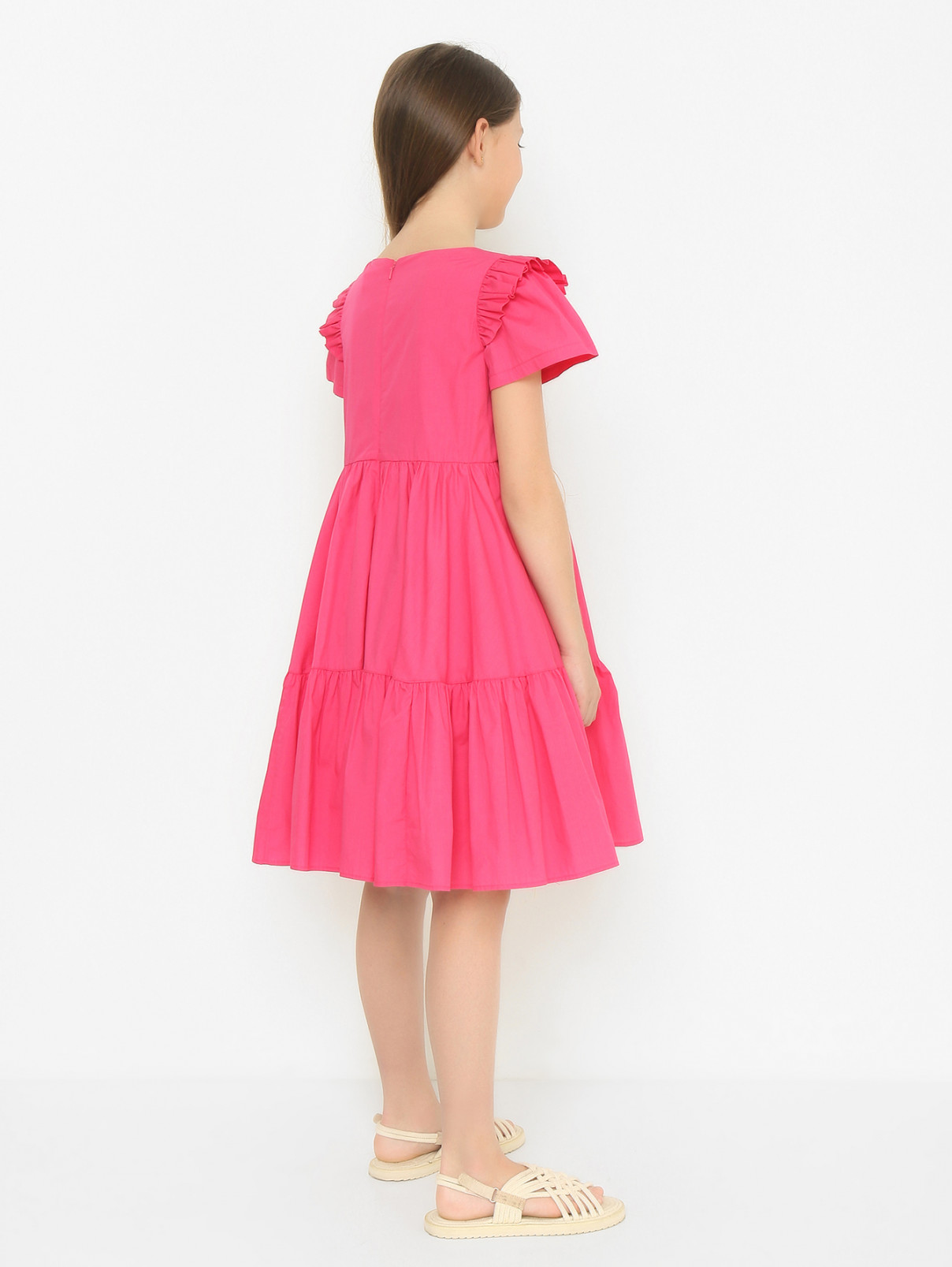 Платье из хлопка со стразами MONNALISA  –  МодельВерхНиз1  – Цвет:  Розовый