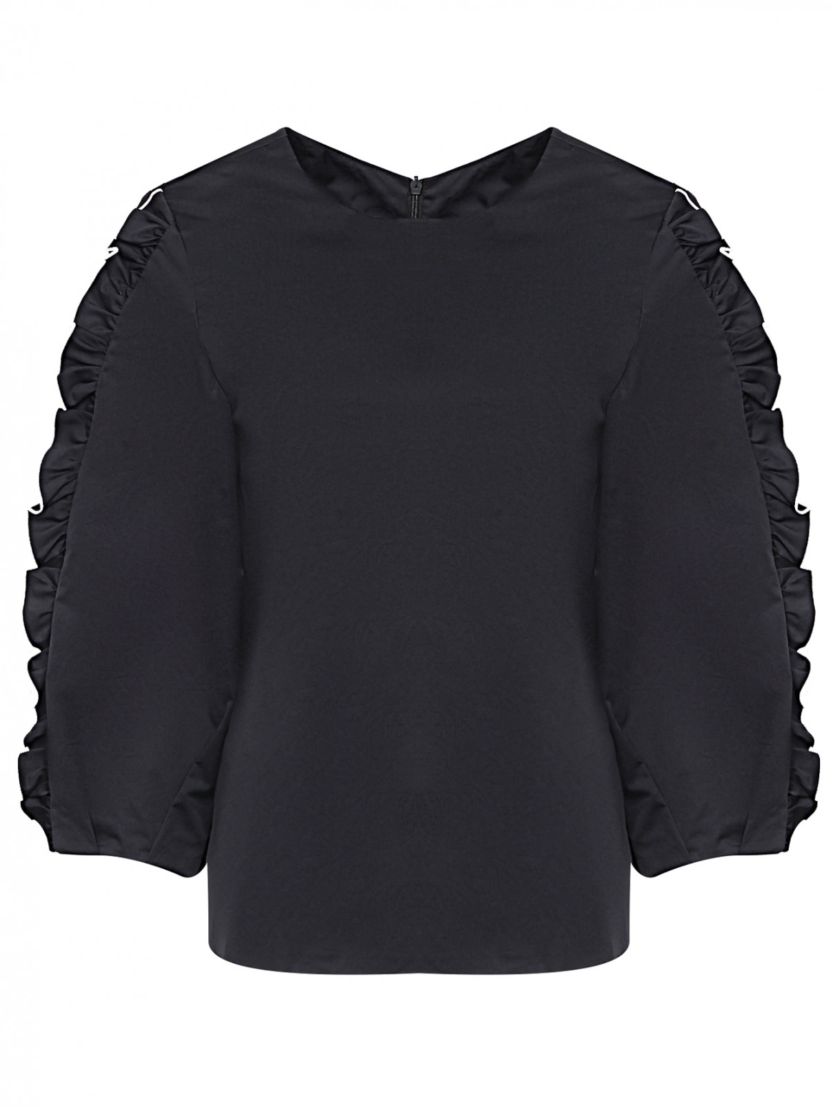 Блуза из хлопка с воланами TIBI  –  Общий вид  – Цвет:  Черный