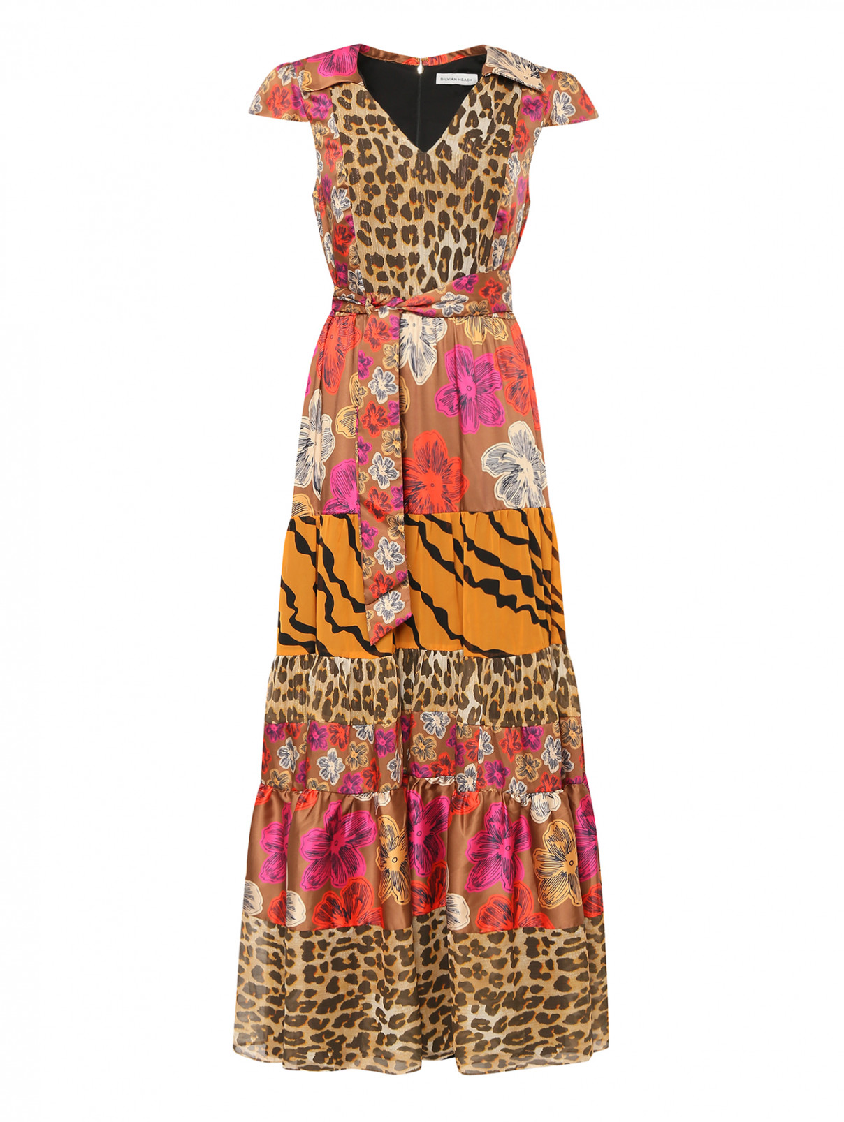 Платье с узором и коротким рукавом SILVIAN HEACH  –  Общий вид  – Цвет:  Мультиколор