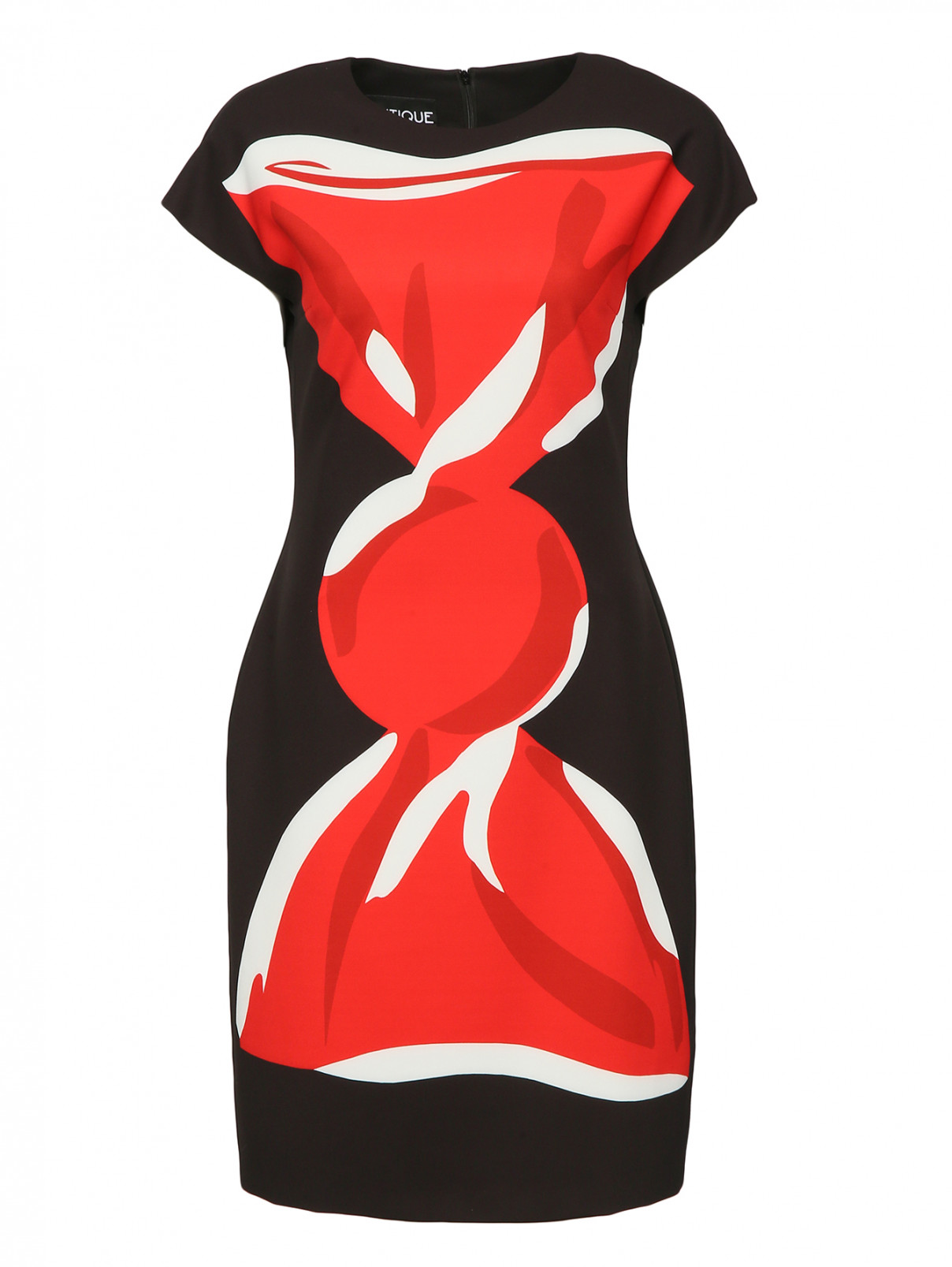 Платье-футляр с узором Moschino Boutique  –  Общий вид  – Цвет:  Черный