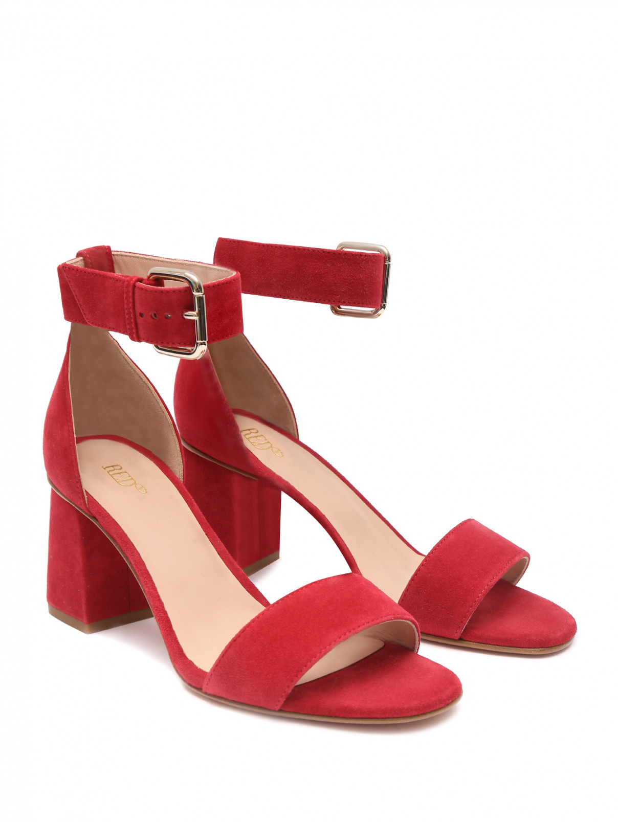 Босоножки из кожи на устойчивом каблуке RedV  –  Общий вид  – Цвет:  Красный