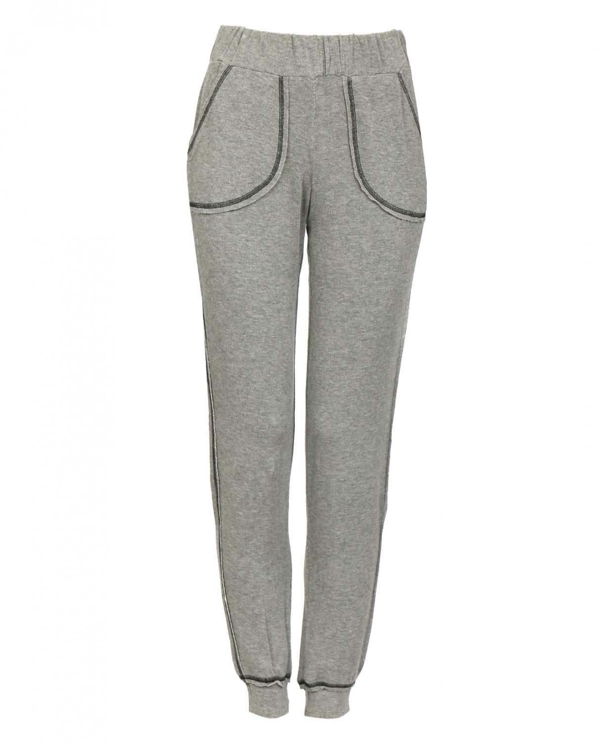 Легкие трикотажные брюки на резинке Twin Set  –  Общий вид  – Цвет:  Серый