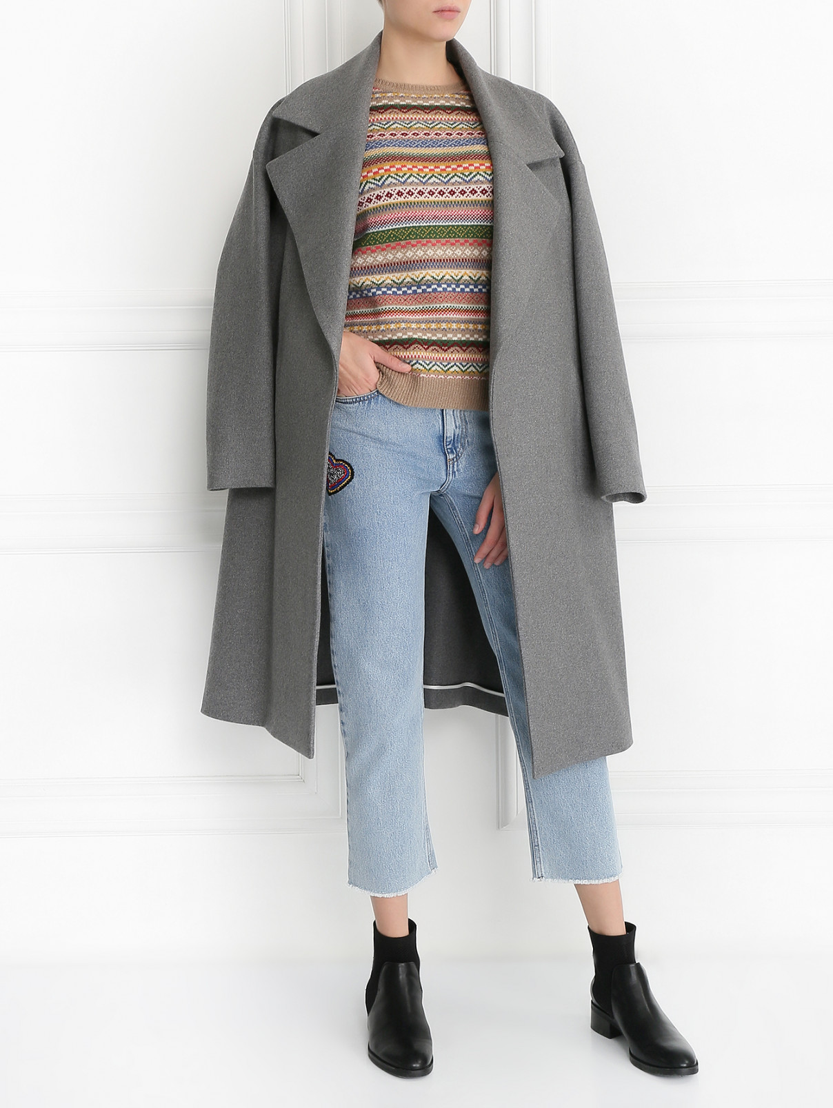 Пальто из шерсти объемного кроя Rochas  –  Модель Общий вид  – Цвет:  Серый