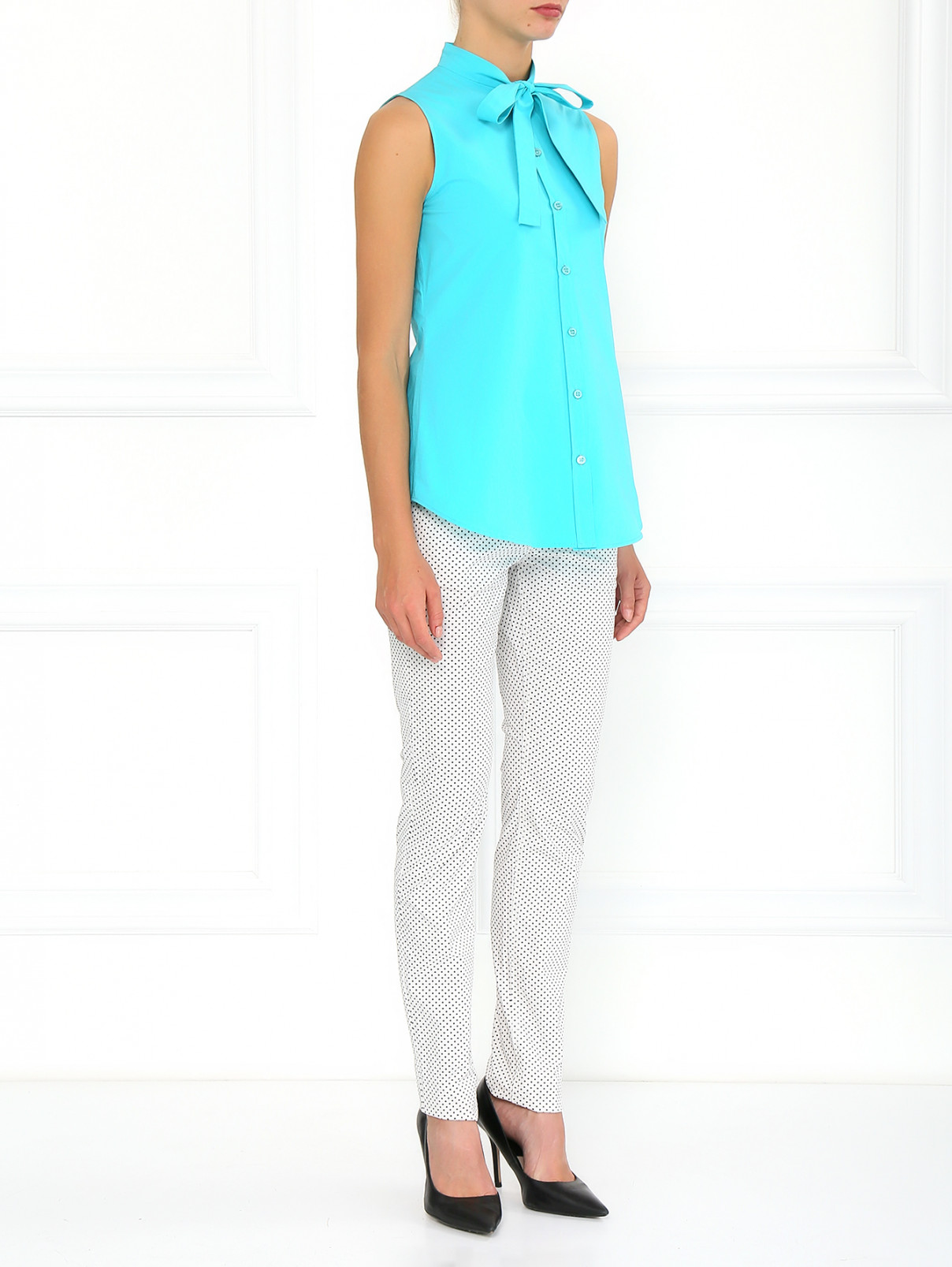 Хлопковая блуза Moschino Cheap&Chic  –  Модель Общий вид  – Цвет:  Синий