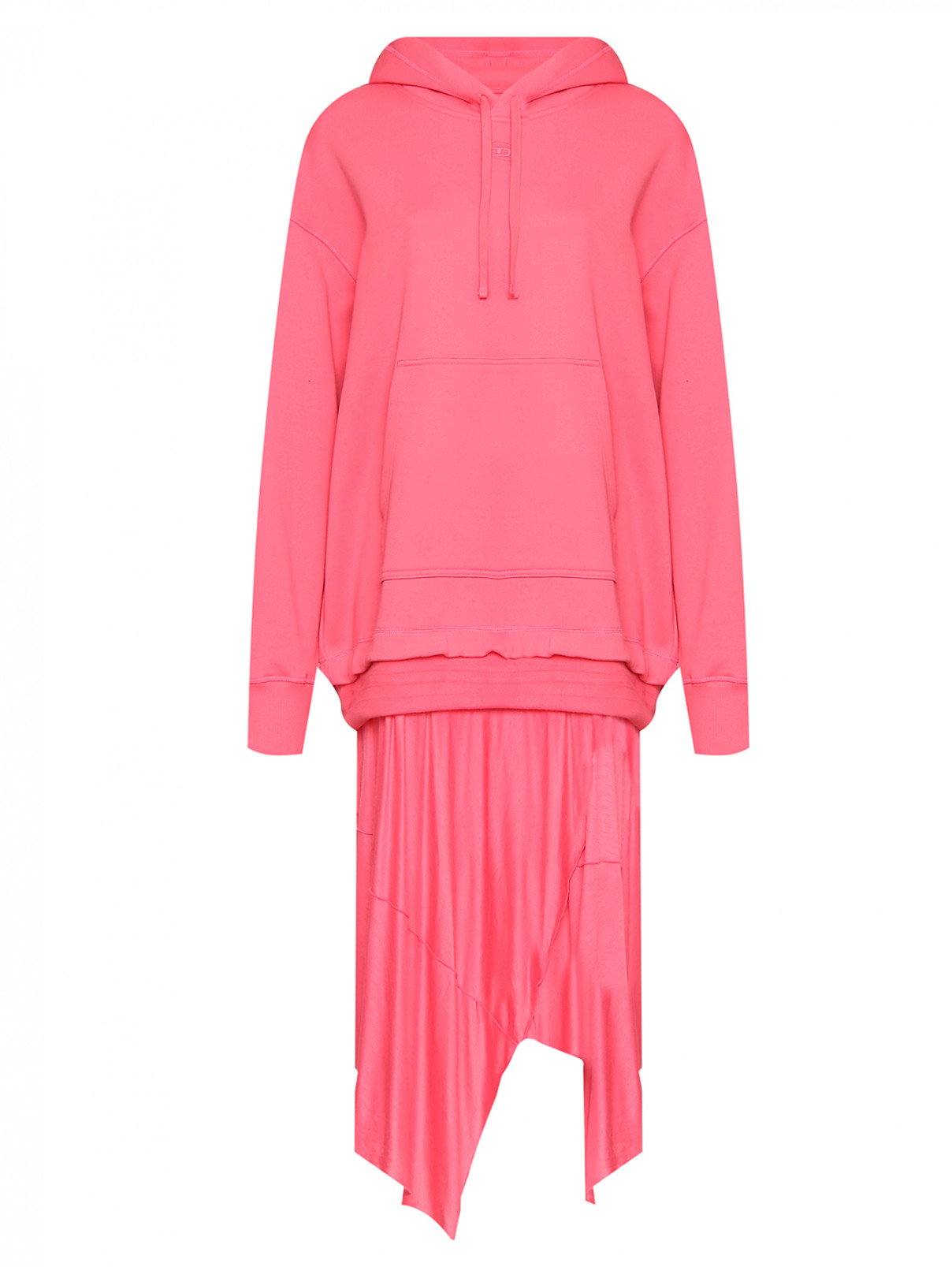 Комбинированное платье свободного кроя Diesel  –  Общий вид  – Цвет:  Розовый