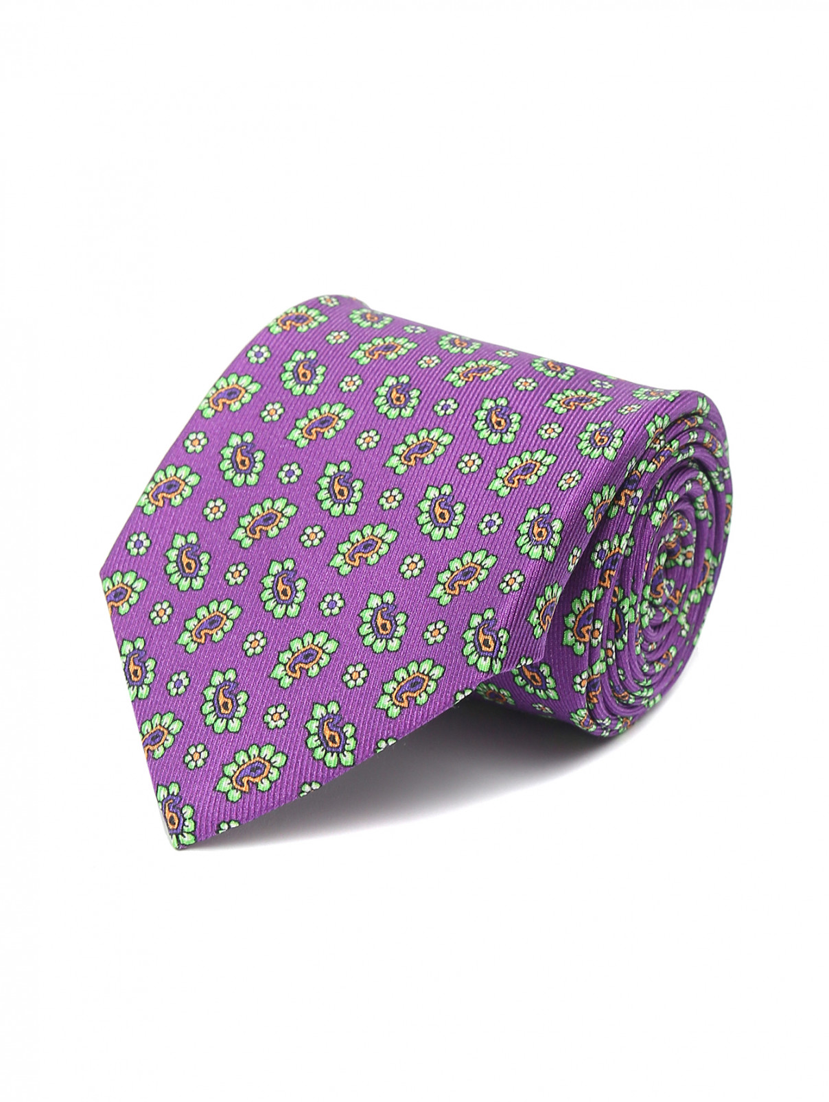 Галстук из шелка с узором Etro  –  Общий вид  – Цвет:  Фиолетовый