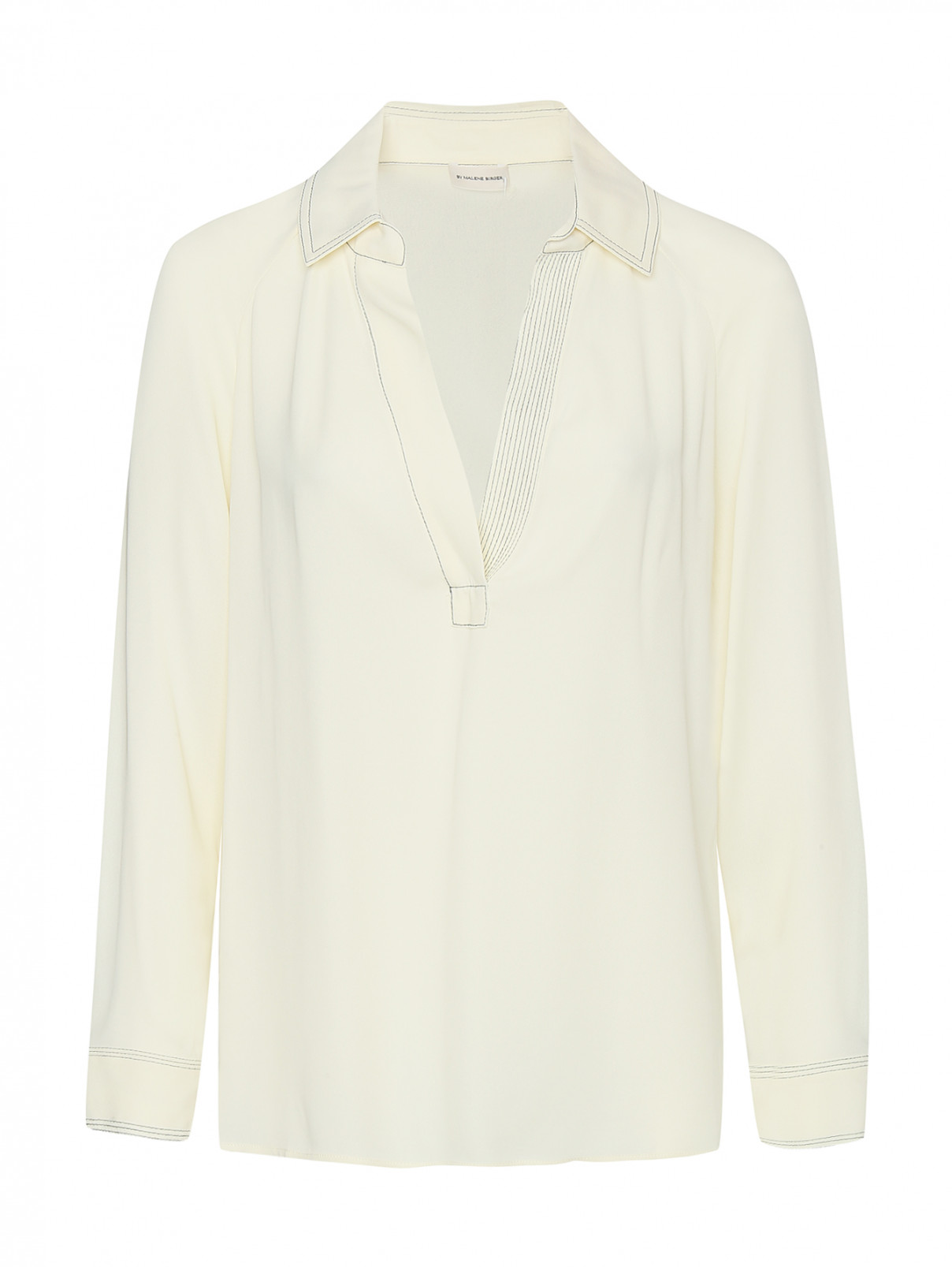 Блуза с контрастной отстрочкой By Malene Birger  –  Общий вид  – Цвет:  Белый