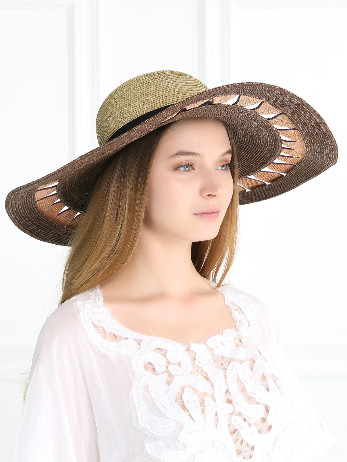 Шляпа из соломы с широкими полями Etro  –  Модель Общий вид  – Цвет:  Коричневый