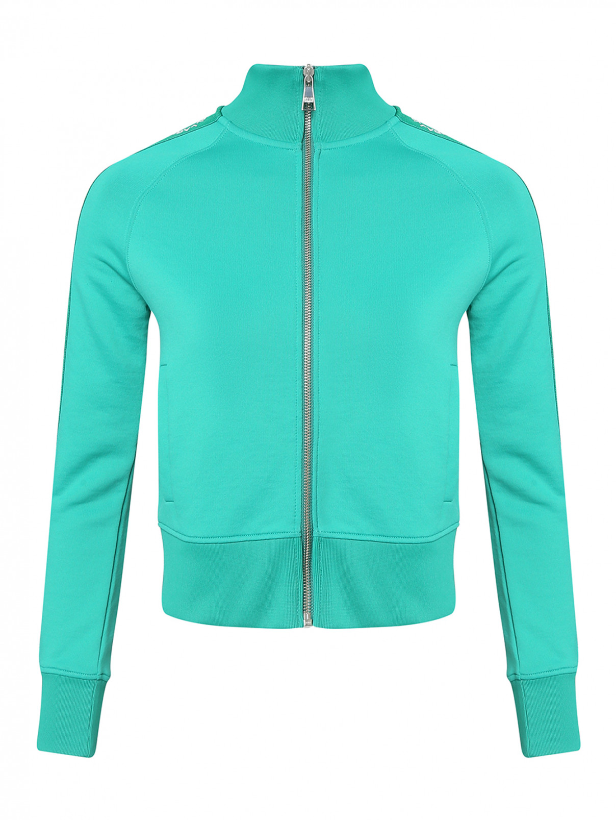 Куртка спортивная на молнии с принтом Karl Lagerfeld  –  Общий вид  – Цвет:  Зеленый