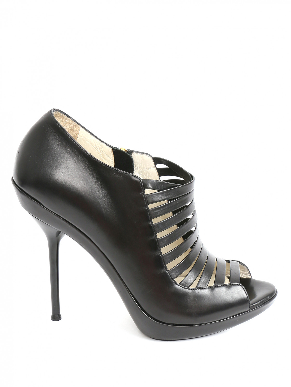 Туфли с открытым носком из кожи Gianfranco Ferre  –  Обтравка1  – Цвет:  Черный